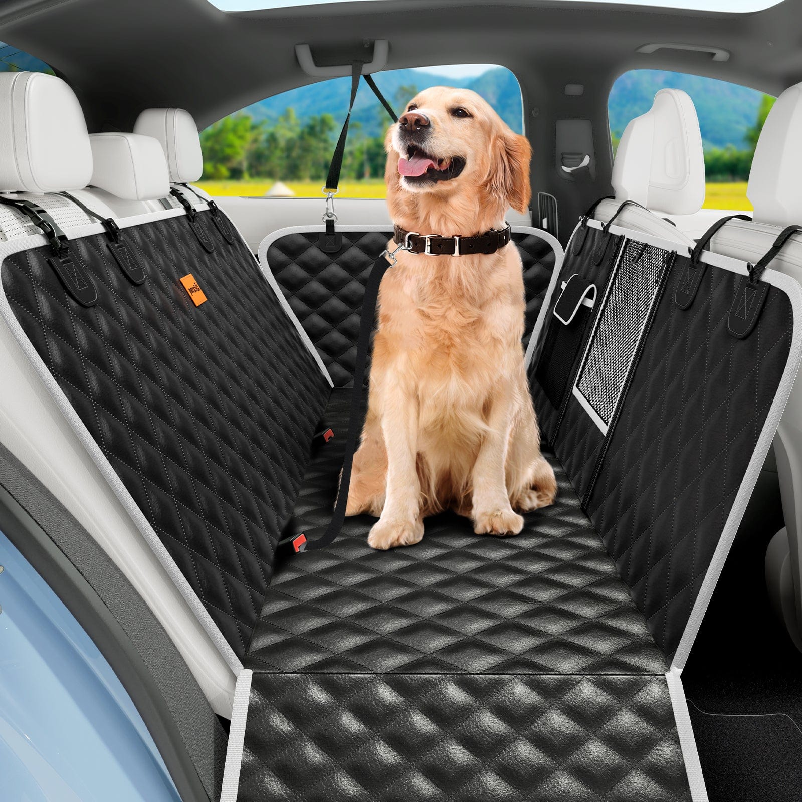 Pecute Tapis de voiture en tissu à gratter pour chat - Motif diamant noir - Motif litchi