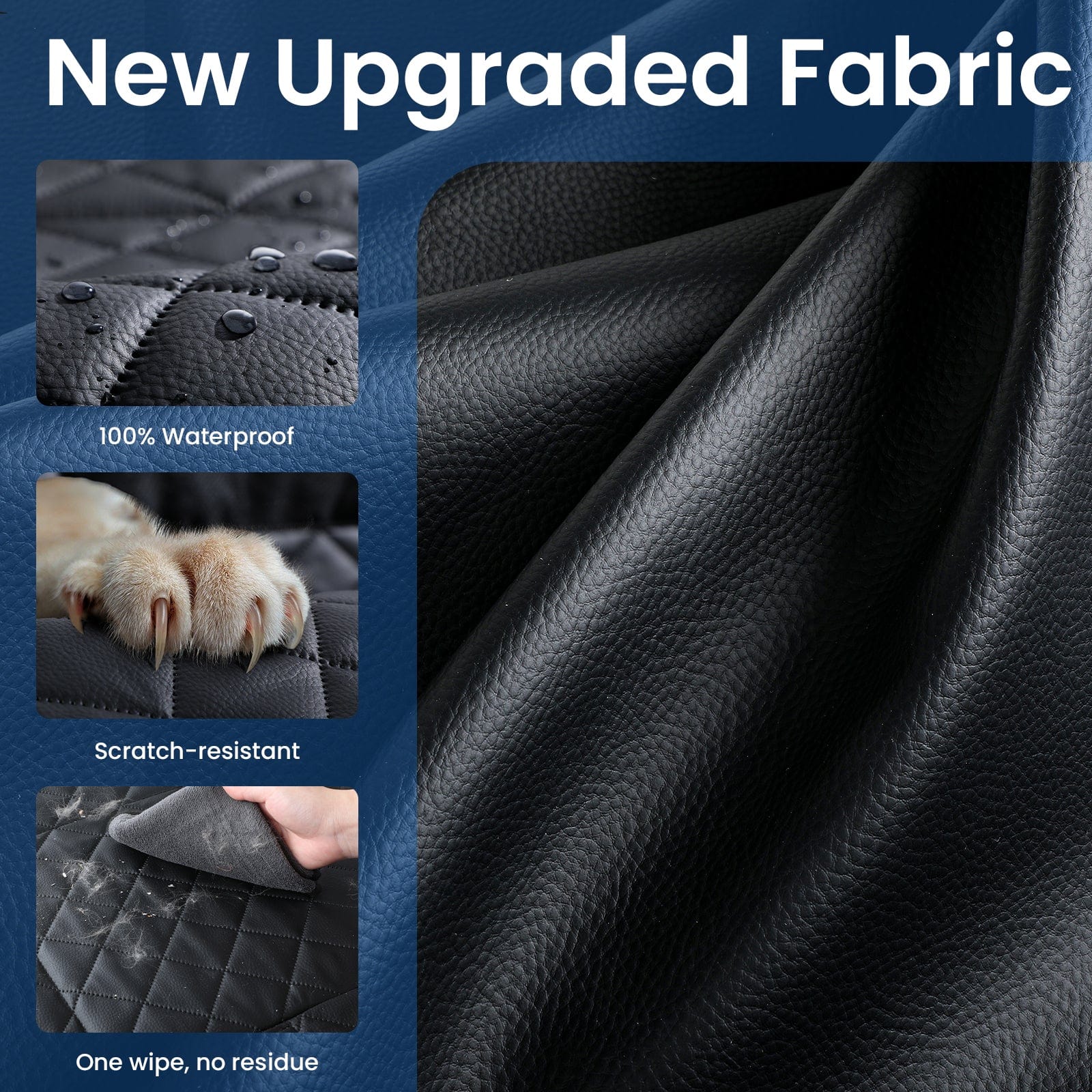 Pecute Tapis de voiture en tissu à gratter pour chat - Motif diamant noir - Motif litchi