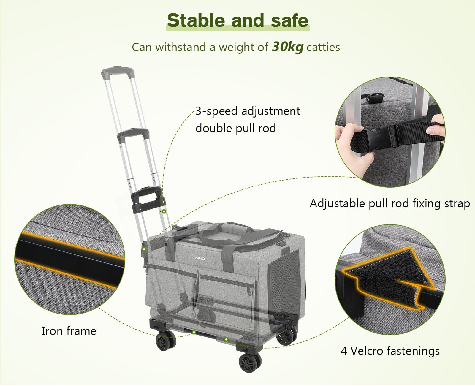Borsa trolley Pecute con telaio integrato rimovibile