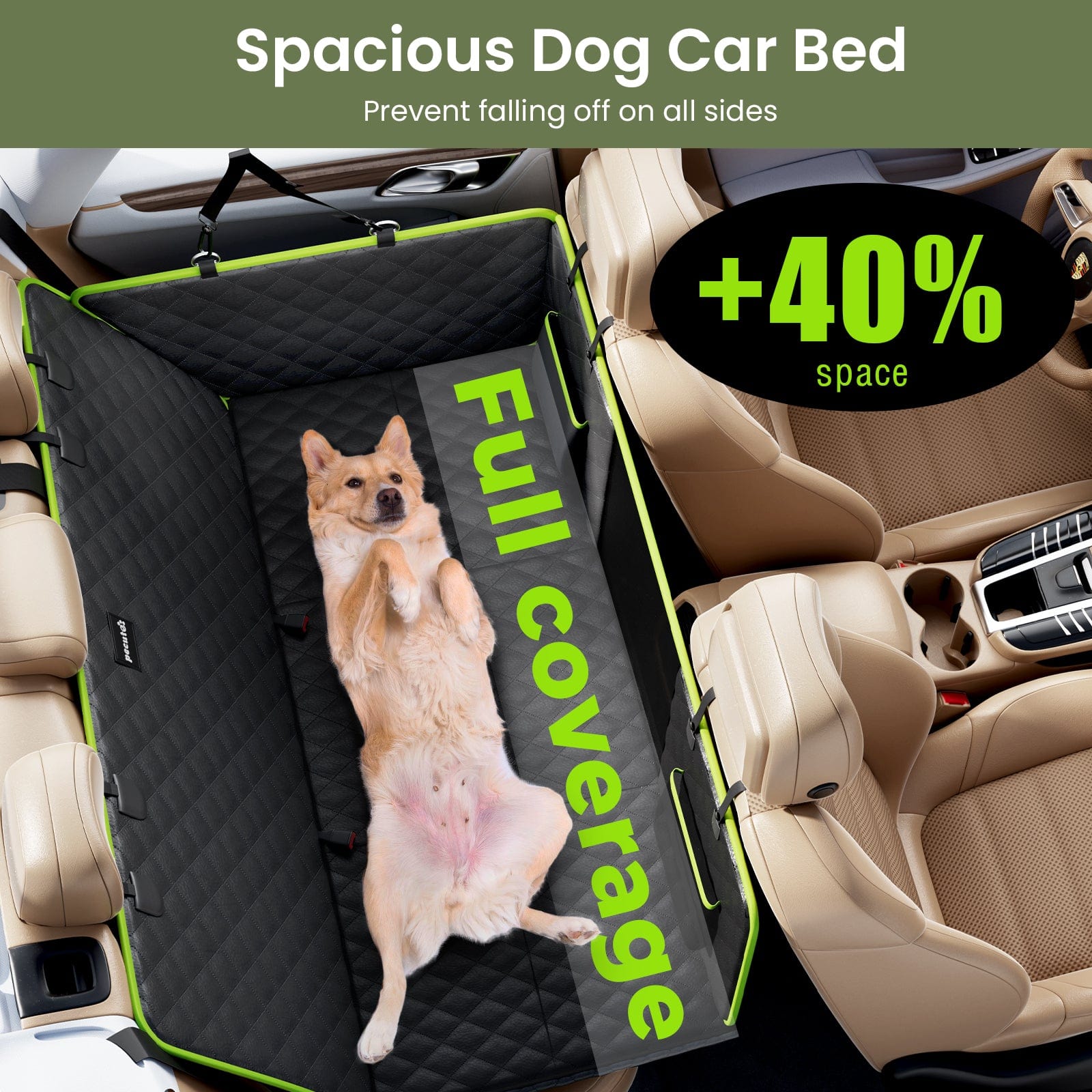 Pecute 2025 Upgrade Dog Car Seat Cover&Extender&Barriers 3 in 1 Up to 150kg