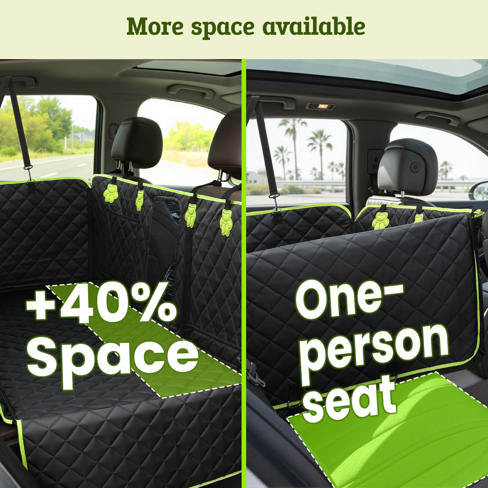 Pecute 2-in-1 Dog Car Seat Cover for Back Seat Transform to Passenger Mode