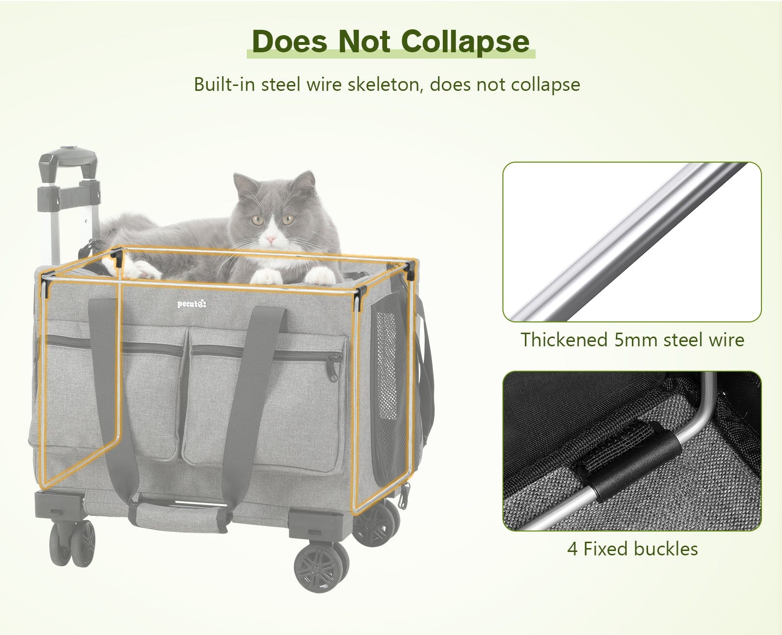 Borsa trolley Pecute con telaio integrato rimovibile