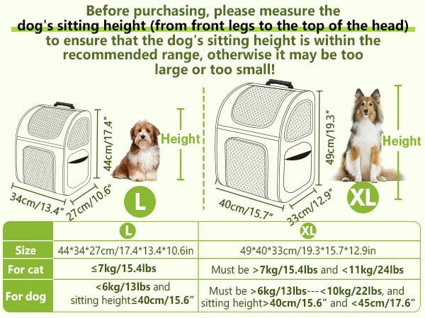 Pecute Cat Carrier Dog Backpack Expandable (Grey) - As Seen on TV
