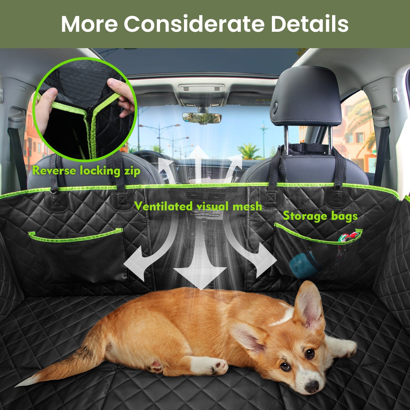 Pecute 2025 Upgrade Dog Car Seat Cover&Extender&Barriers 3 in 1 Up to 150kg
