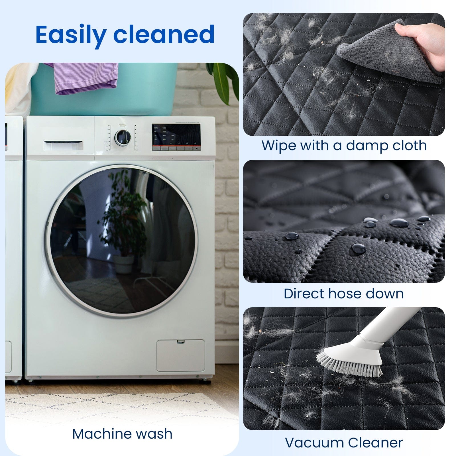 Pecute Tapis de voiture en tissu à gratter pour chat - Motif diamant noir - Motif litchi