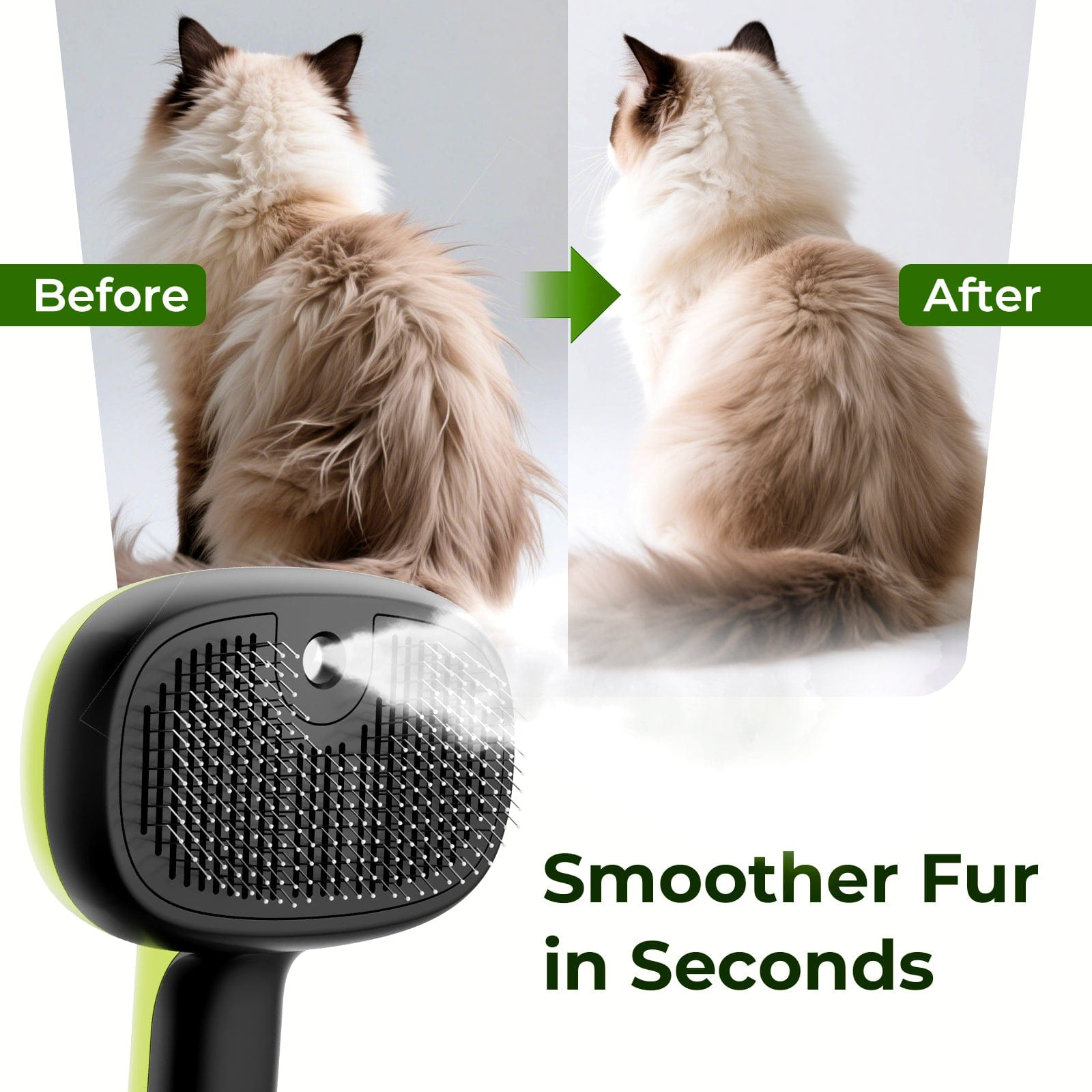 Pecute Steam Cat Brush Self-Cleaning Grooming with 2 Water Spray Modes