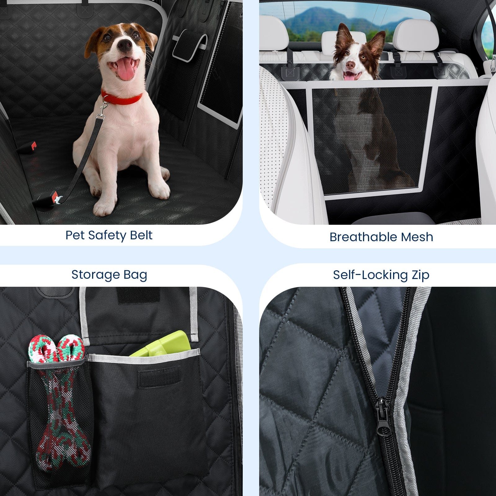 Pecute Tapis de voiture en tissu à gratter pour chat - Motif diamant noir - Motif litchi