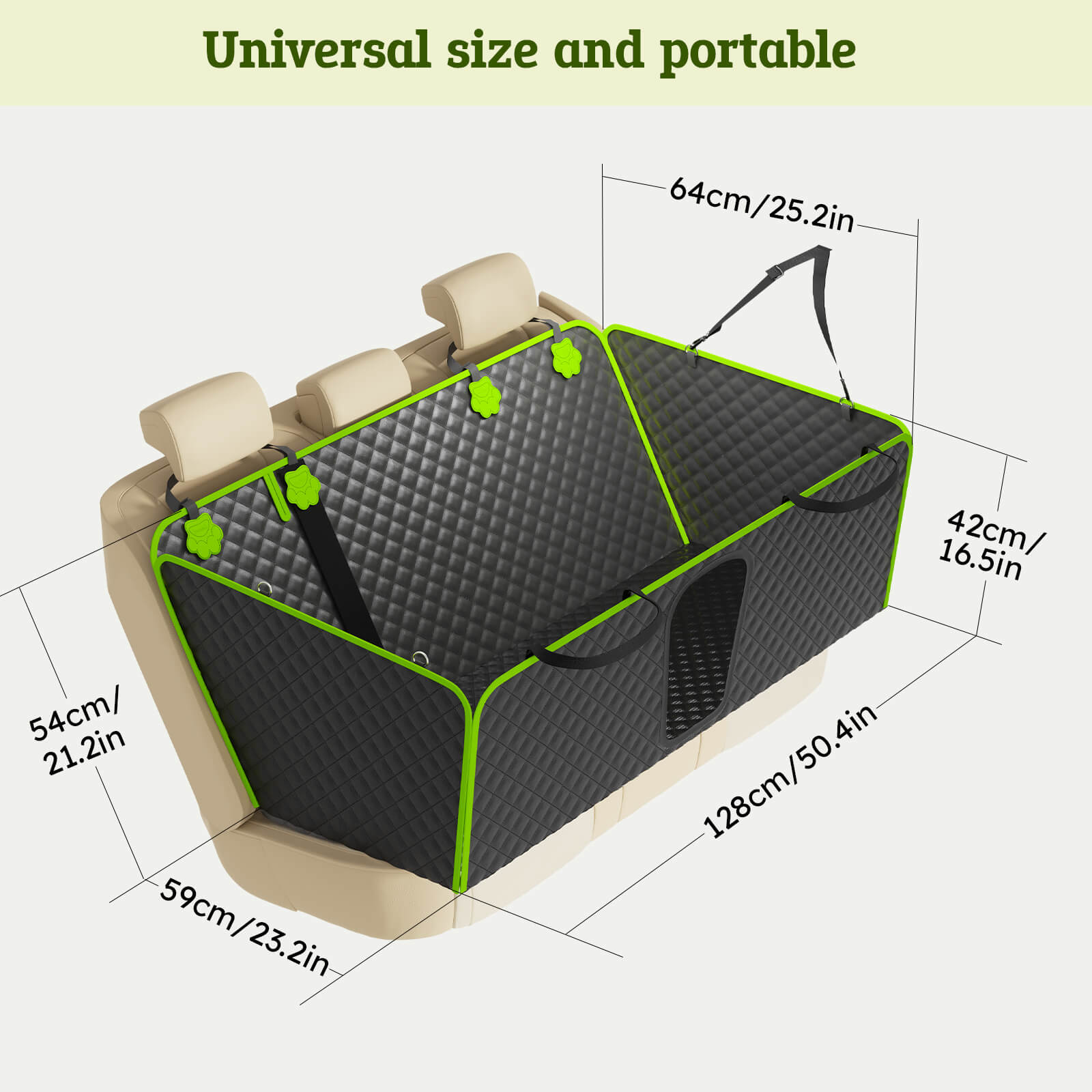 Pecute 2-in-1 Dog Car Seat Cover for Back Seat Transform to Passenger Mode