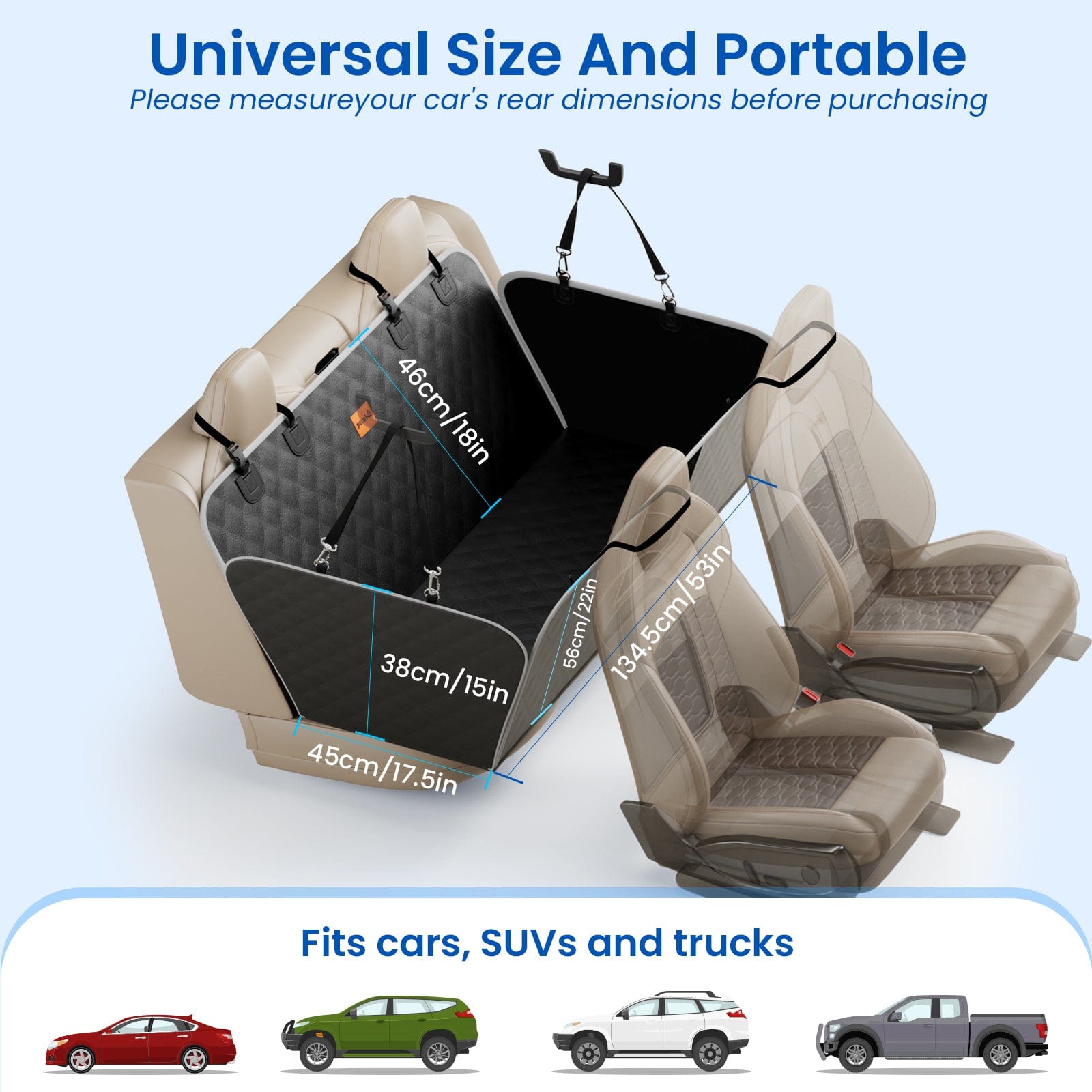 Pecute Tapis de voiture en tissu à gratter pour chat - Motif diamant noir - Motif litchi