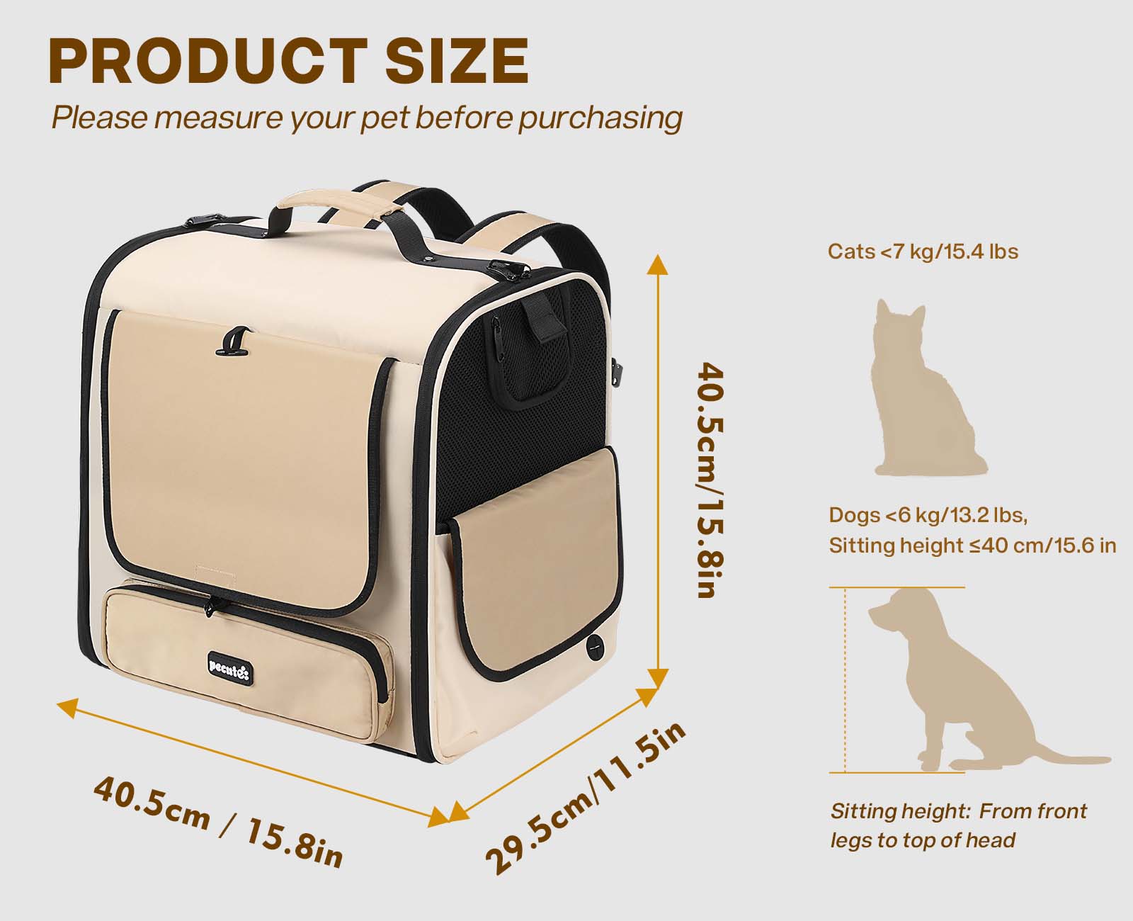 Pecute Hardtop Widened Pet Carrier Backpack Dog Backpack