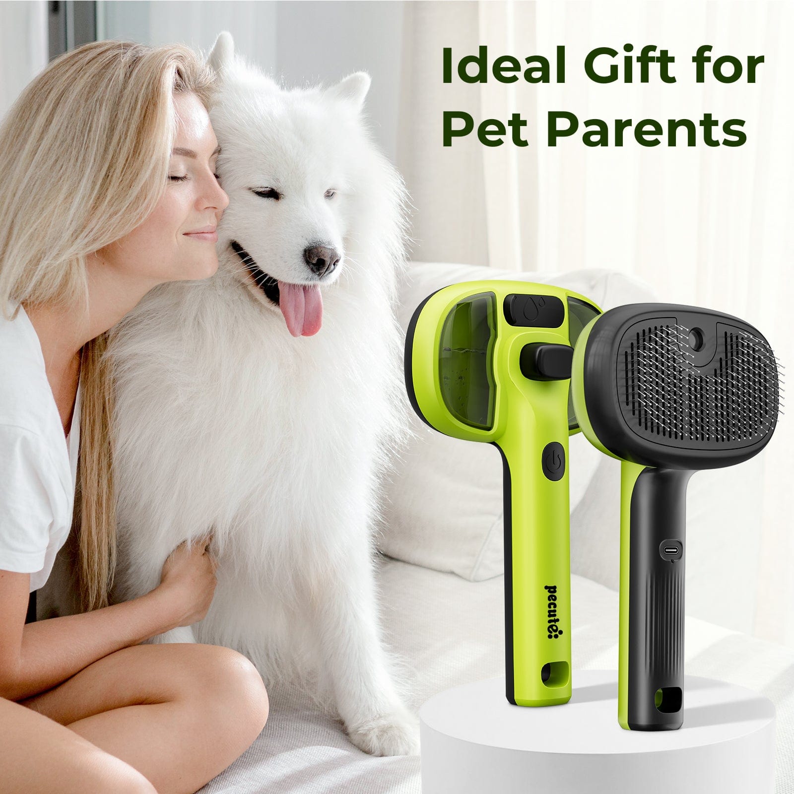 Pecute Steam Cat Brush Self-Cleaning Grooming with 2 Water Spray Modes