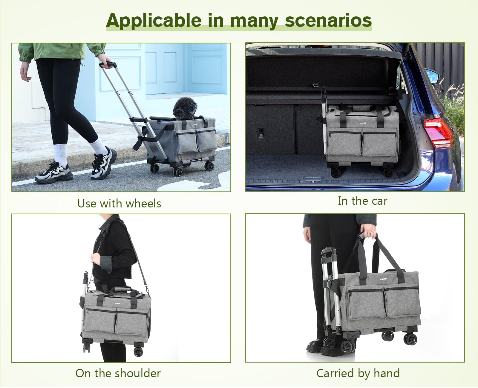 Borsa trolley Pecute con telaio integrato rimovibile