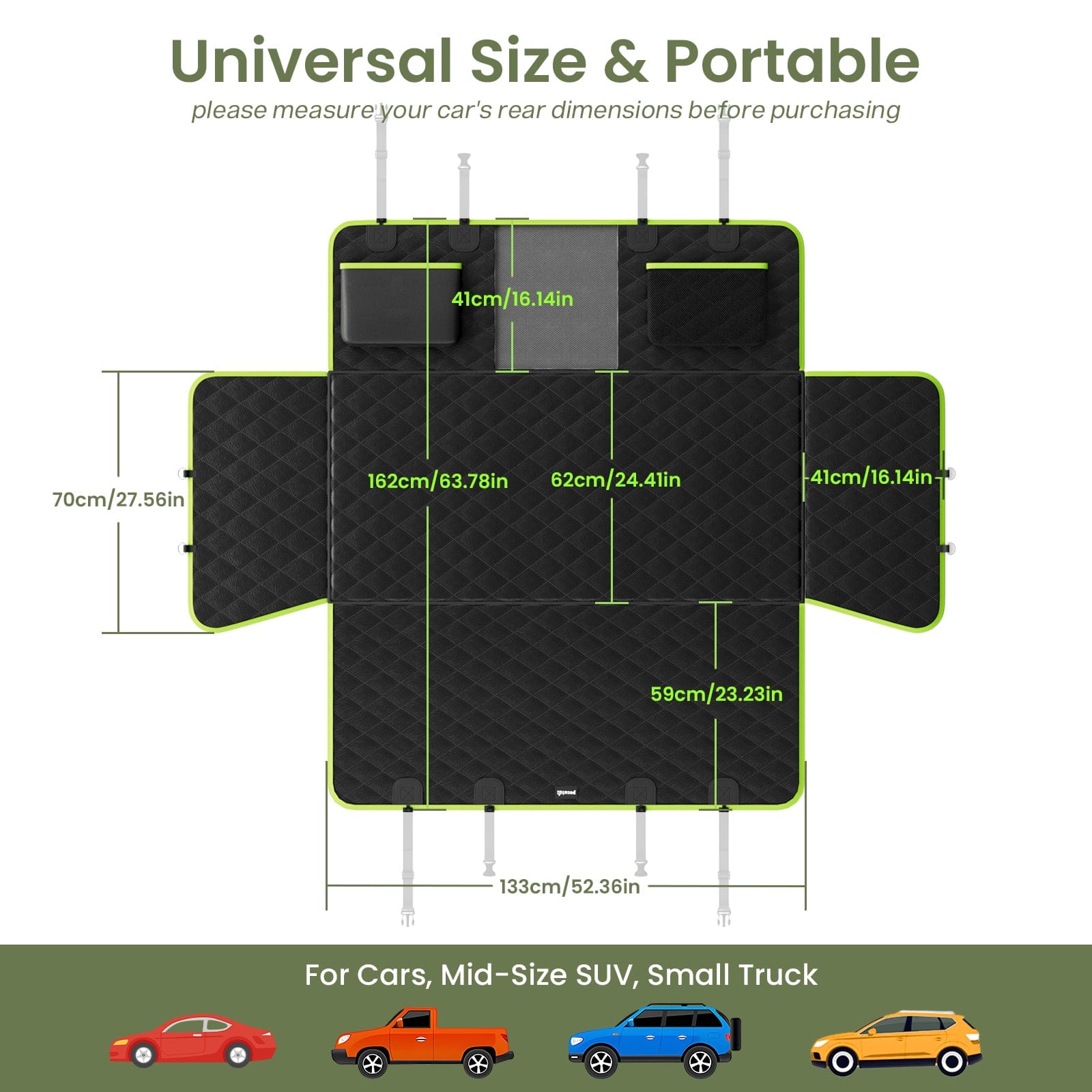 Pecute 2025 Upgrade Dog Car Seat Cover&Extender&Barriers 3 in 1 Up to 150kg