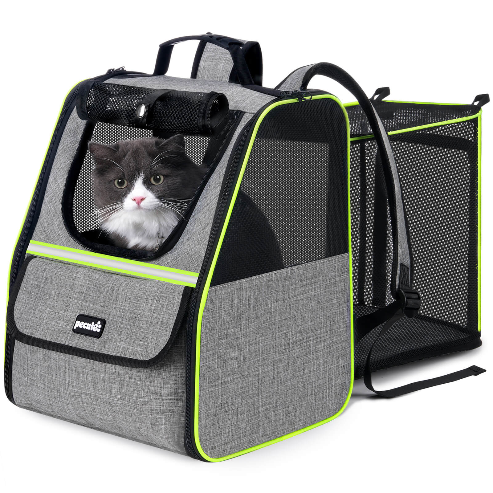 Pecute Expandable Cat Carrier Backpack Pet Carrier with Ventilated Mesh for  Cats Dogs up to 11 lbs