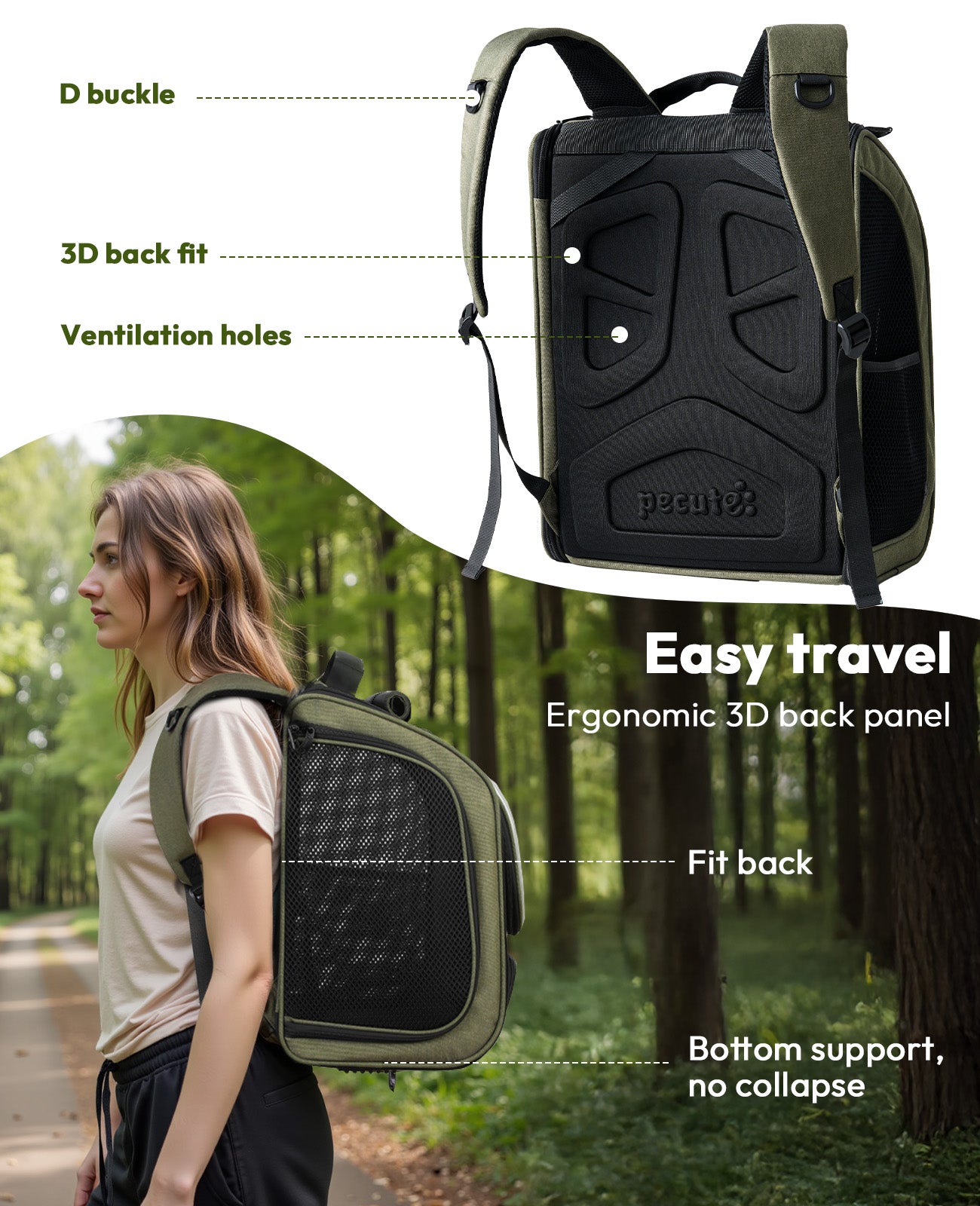 Pecute Bubble Cat Backpack Carrier Large Space Ergonomic 3D Design Breathable & Shaded