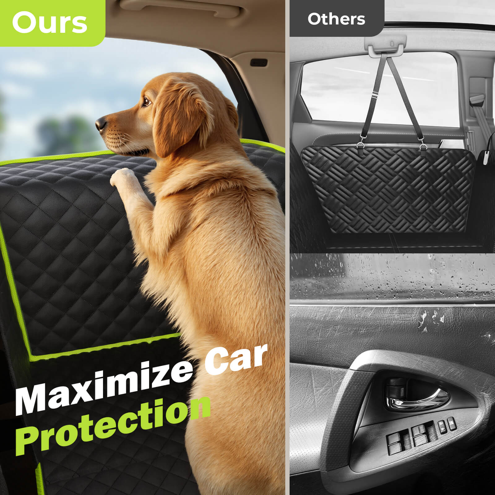 Pecute Full Surrounded Dog Car Seat Cover for Back Seat, Car Window Fixing for Maximum Car Protection