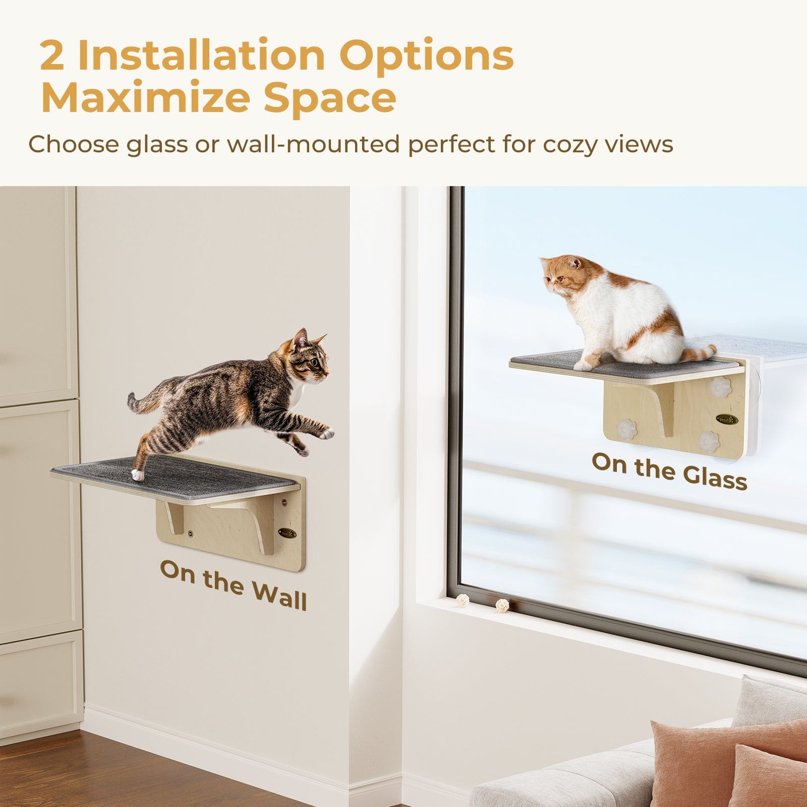 Pecute Wood Wall-Mounted Cat Climbing Shelf