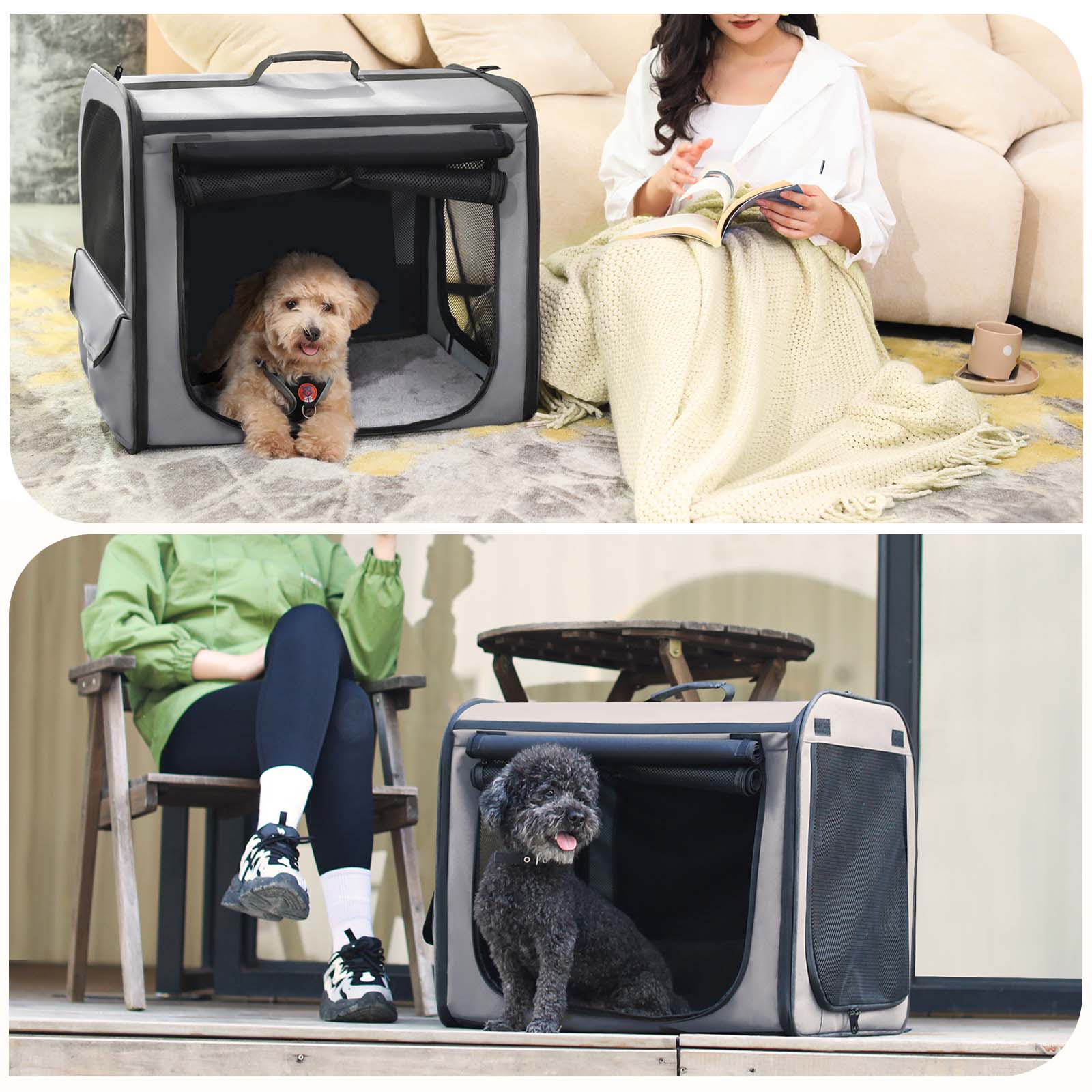 Pecute Portable Dog Car Carrier Crate Transportation Carrier Light Weight