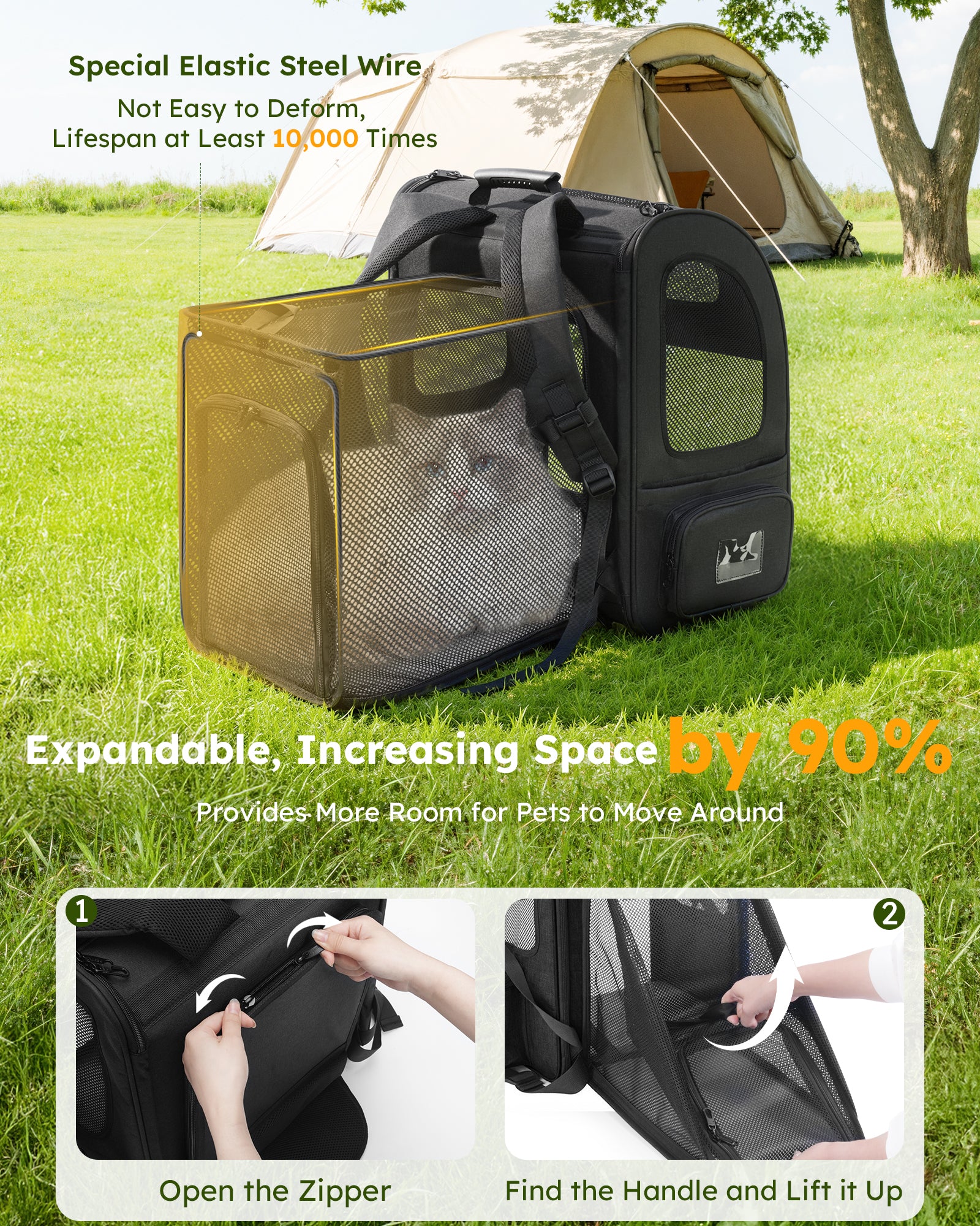 Pecute Expandable Portable Breathable Rucksack Cat Carrier Dog Backpack