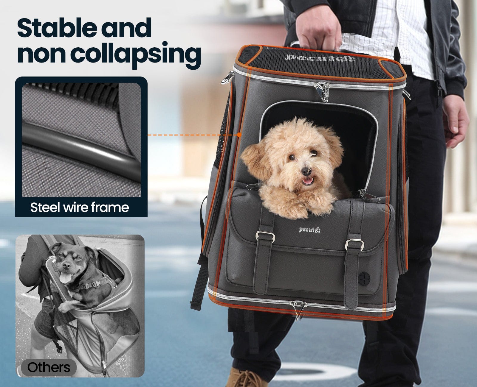 Pecute Anti-Gravity 30% Energy Saving Cat Backpack Carrier Waterproof PU Leather