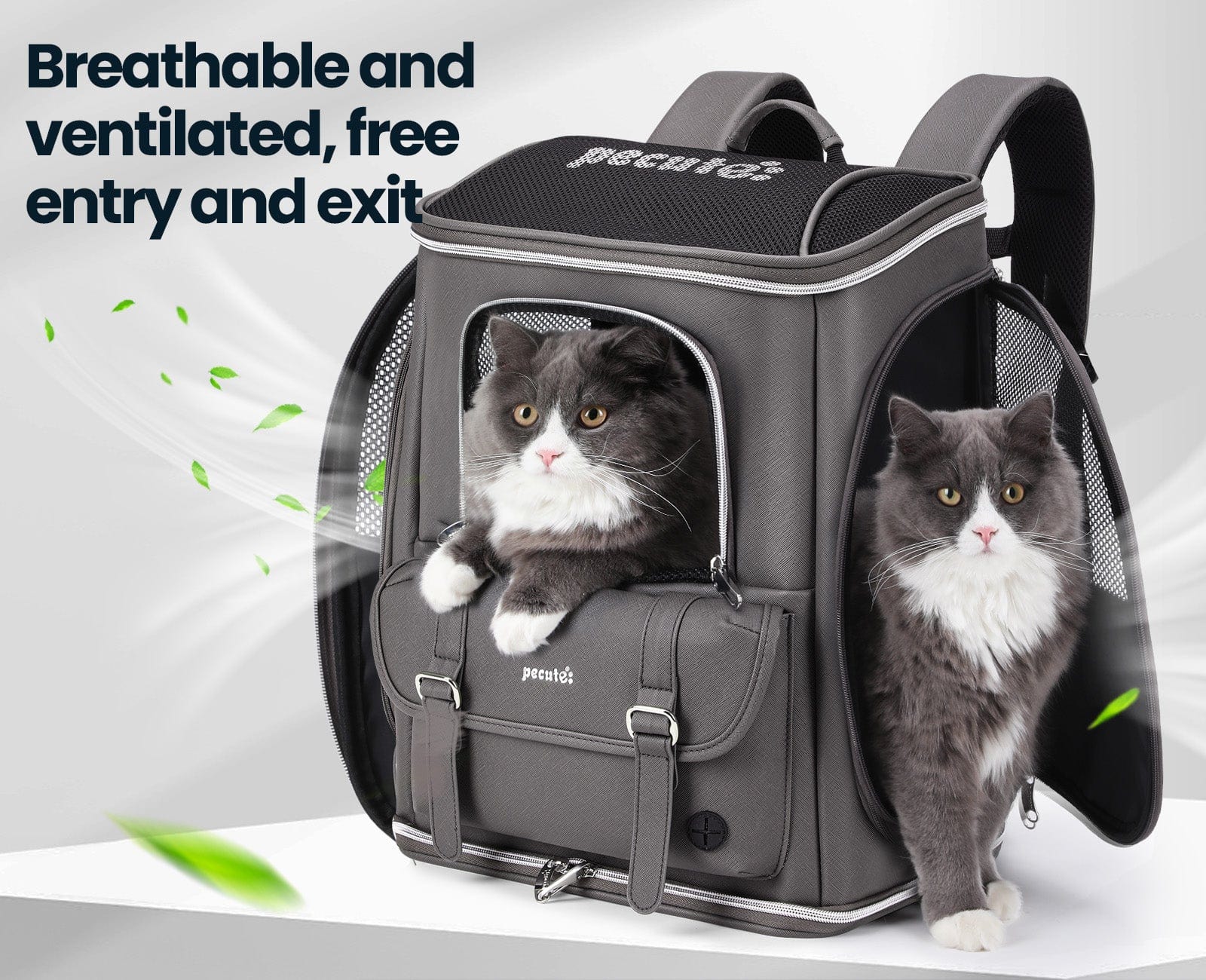 Pecute Anti-Gravity 30% Energy Saving Cat Backpack Carrier Waterproof PU Leather