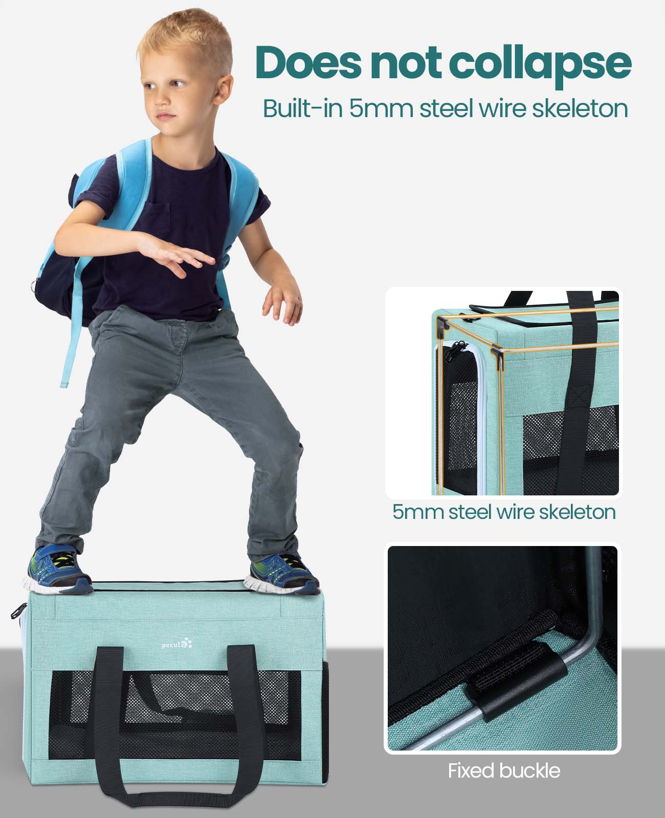 Borsa per trasportino per gatti Pecute approvata dalla compagnia aerea Telaio integrato extra stabile