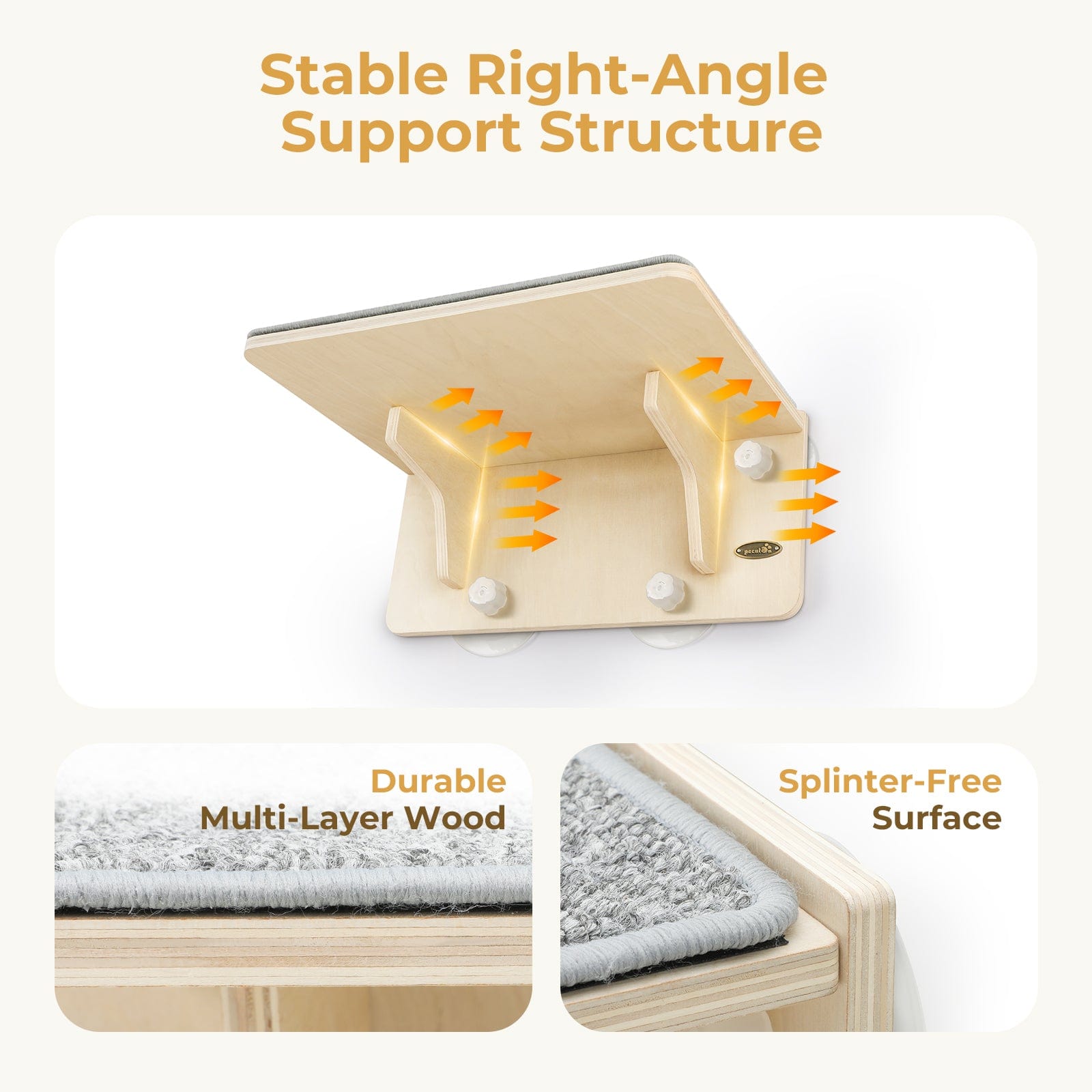 Pecute Wood Wall-Mounted Cat Climbing Shelf