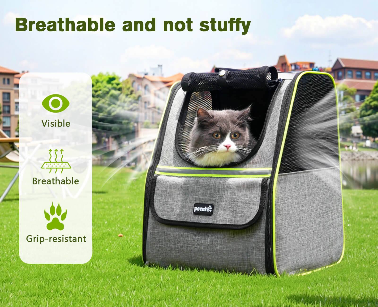 Pecute Expandable Cat Carrier Backpack Pet Carrier with Ventilated Mesh for Cats Dogs up to 11 lbs