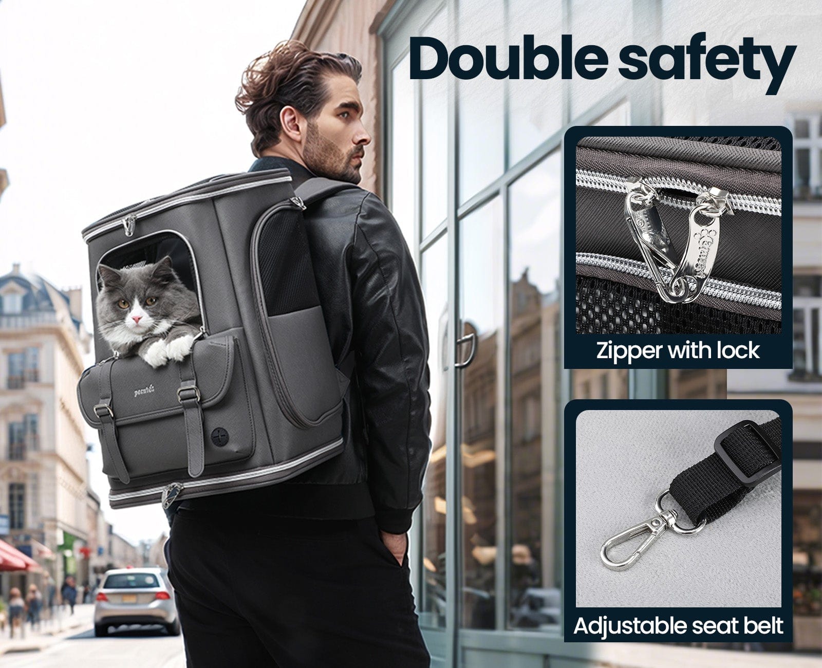 Pecute Anti-Gravity 30% Energy Saving Cat Backpack Carrier Waterproof PU Leather