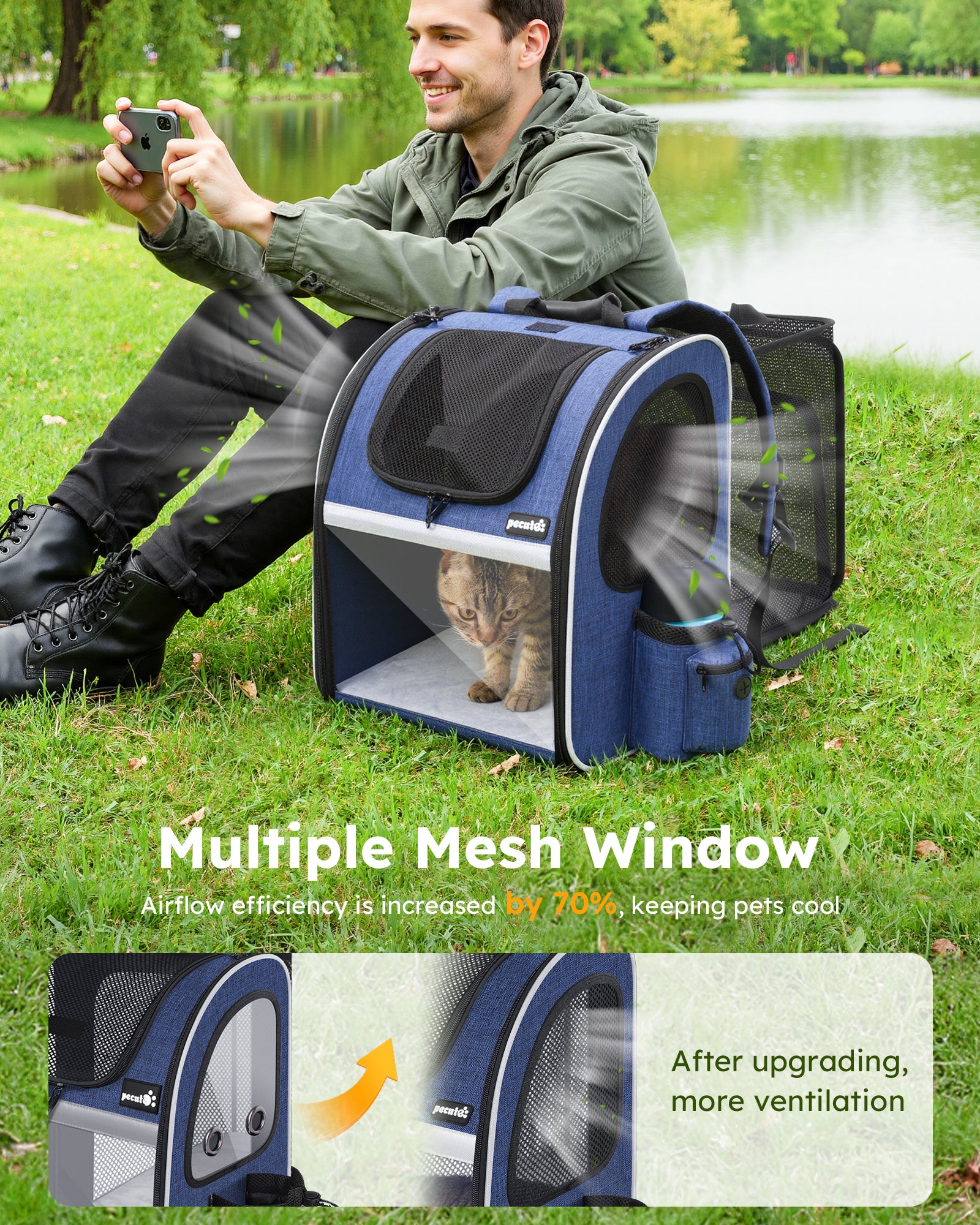 Pecute Portable Breathable Rucksack Pet Carrier Backpack