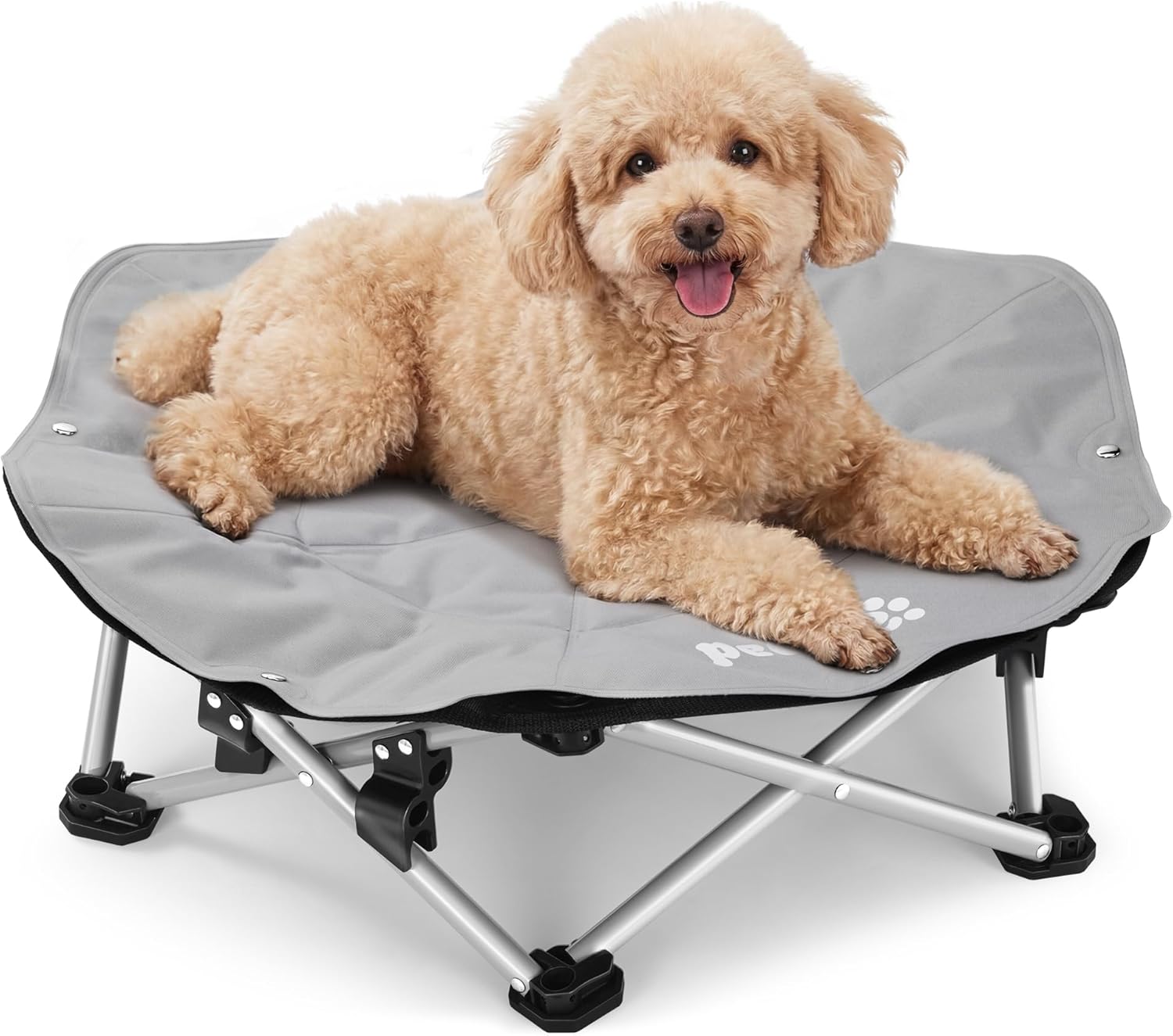 pecute ELevated Pet Bed with Cooling Mat, Cat Cooling Bed Built with 360° Breathable Mesh, Dog Cooling Bed Foldable, Portable and Non-slip, for Indoor and Outdoor Use, Supports up to 60kg,M,Dia 60cm
