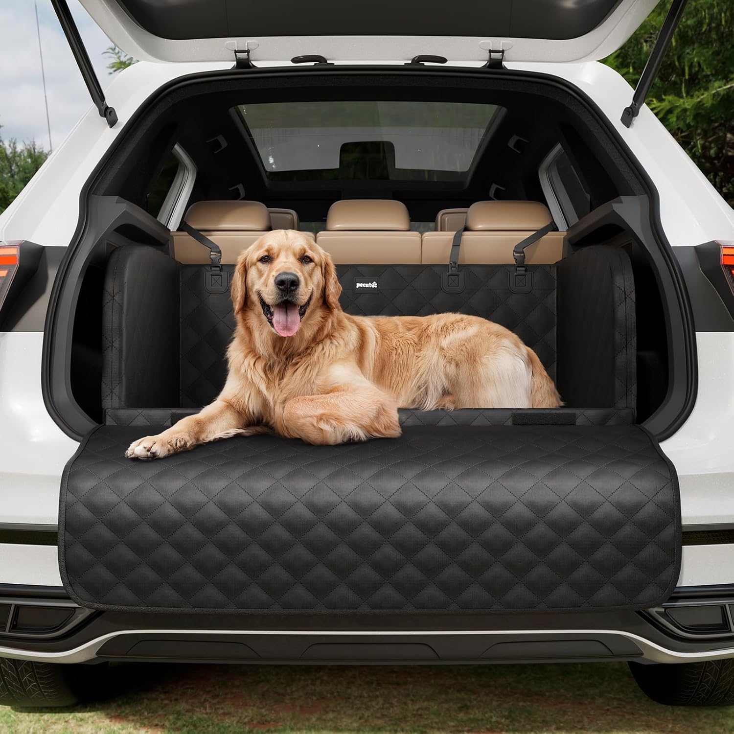 Pecute SUV Cargo Liner for Dogs,Heavy Duty Pet Trunk Liner Cargo Cover with Soft Cushion