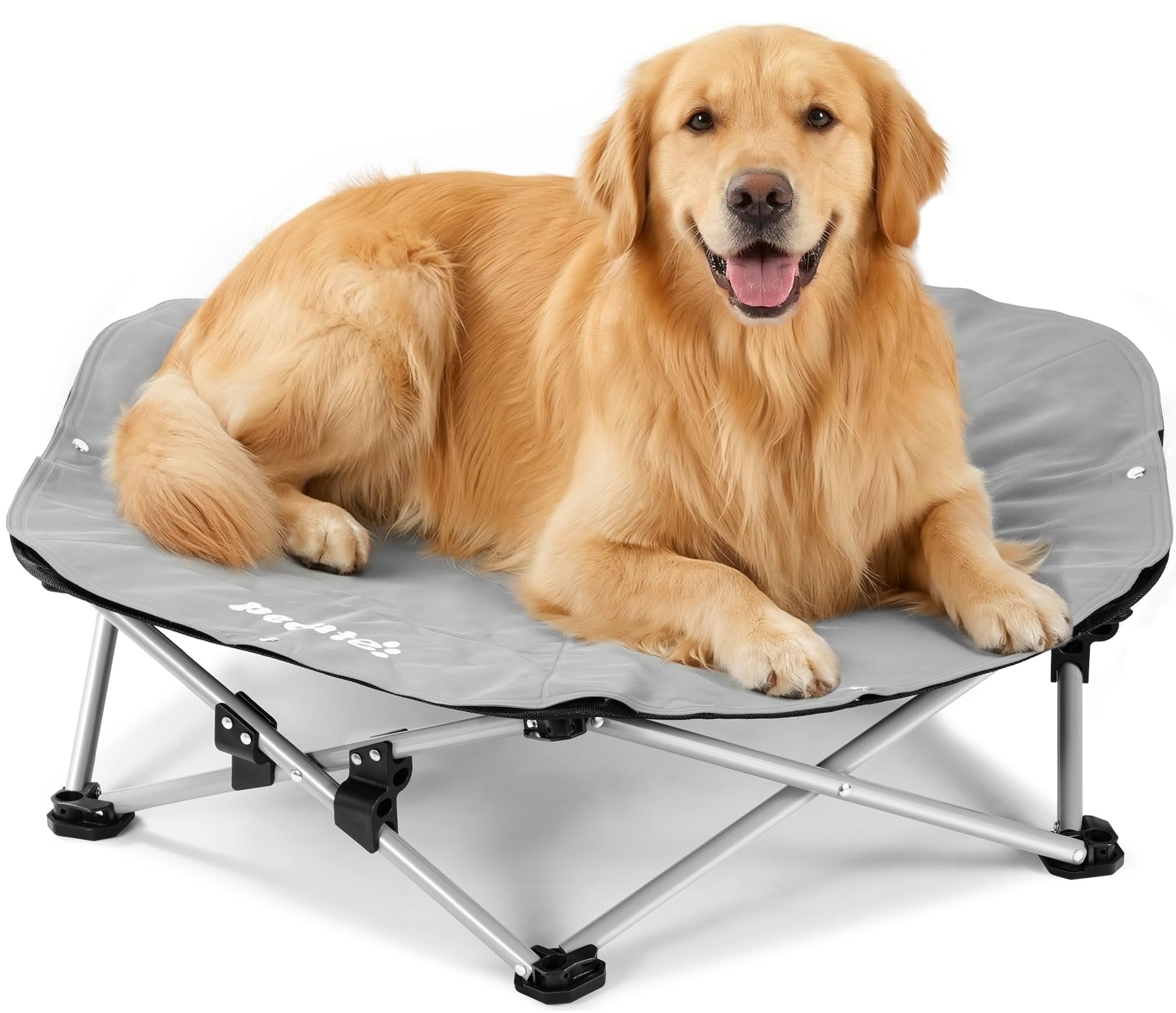 pecute ELevated Pet Bed with Cooling Mat, Cat Cooling Bed Built with 360° Breathable Mesh, Dog Cooling Bed Foldable, Portable and Non-slip, for Indoor and Outdoor Use, Supports up to 60kg,M,Dia 60cm