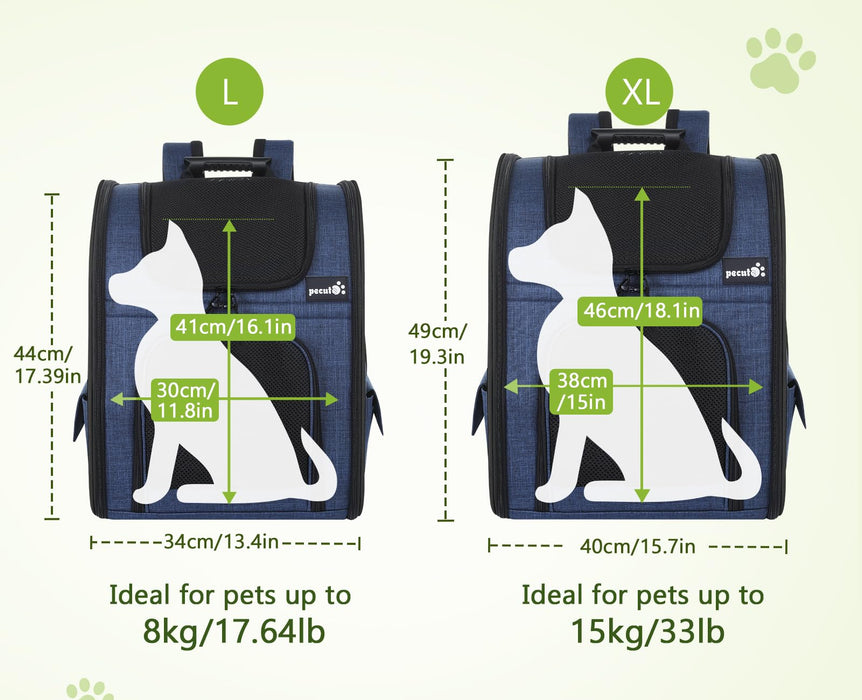 Pecute Cat Carrier Dog Backpack Expandable (Blue).