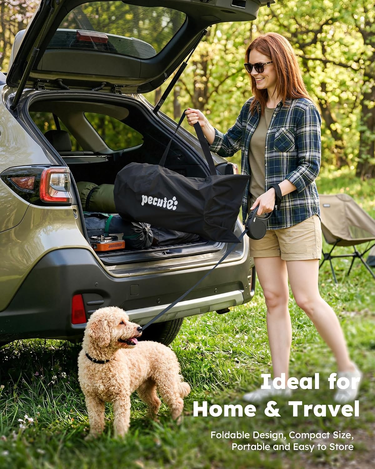 Pecute Elevated Dog Bed with Cooling Blanket, Chew Proof Outdoor Pet Cot for Small Dogs, Tool-Free Assembly & 360° Breathable Mesh for Summer Camping, Orthopedic Joint Support, M, 26×23.6×5.9"