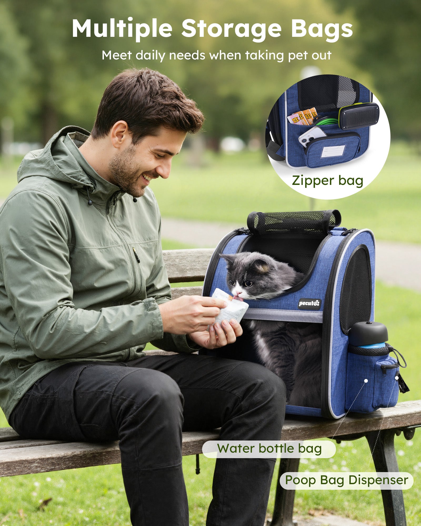 Pecute Portable Breathable Rucksack Pet Carrier Backpack