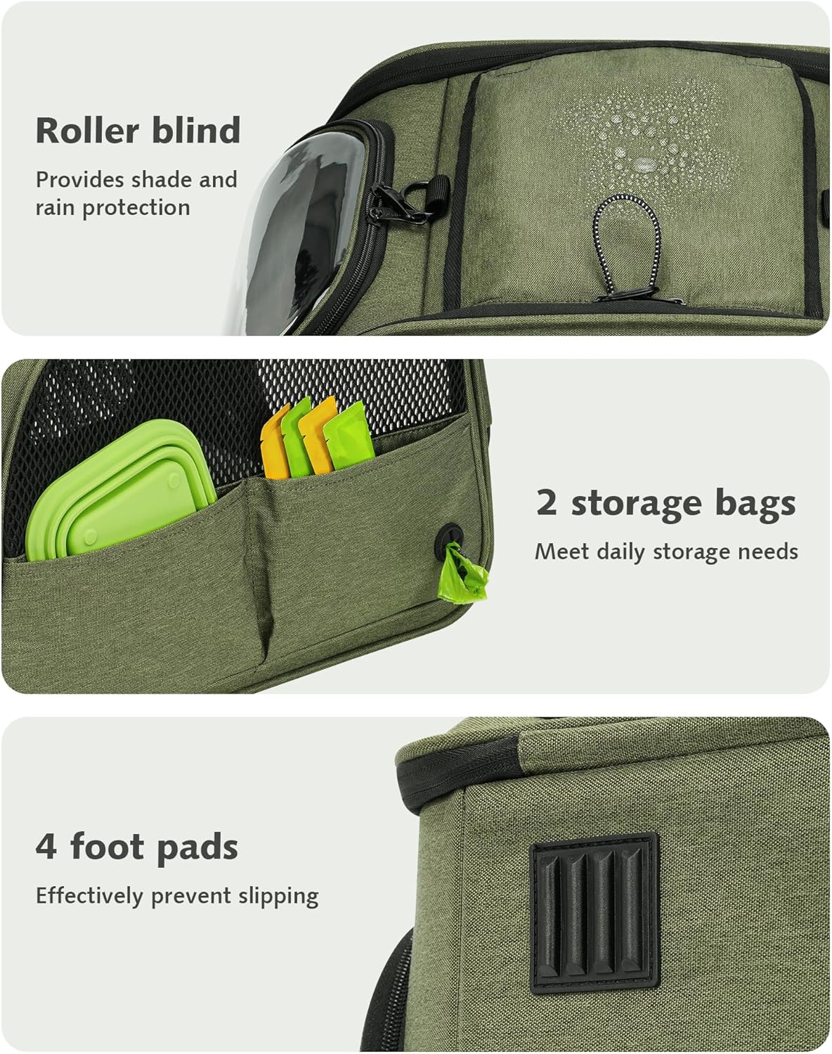 pecute Cat Carrier Bubble Window, Cat Carrier Bag Breathable, Stable Bubble Pet Carrier, Pet Carrier With Sun Protection Roller Blinds, Dog Carrier for Hiking, Walking, Travelling, Green