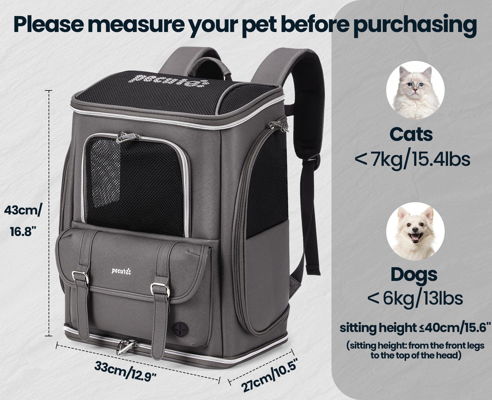 Pecute Anti-Gravity 30% Energy Saving Cat Backpack Carrier Waterproof PU Leather