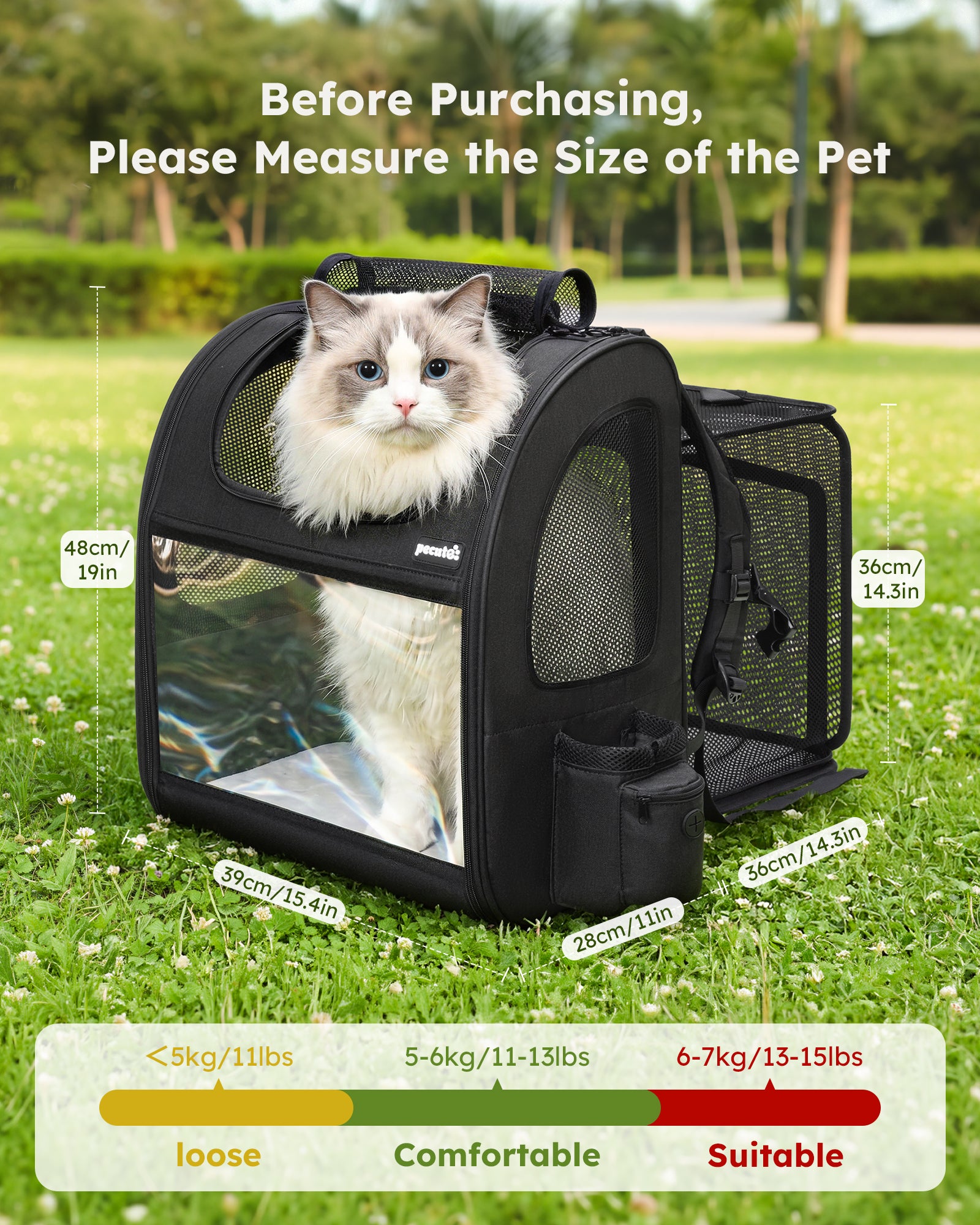 Pecute Expandable Portable Breathable Rucksack Cat Carrier Dog Backpack
