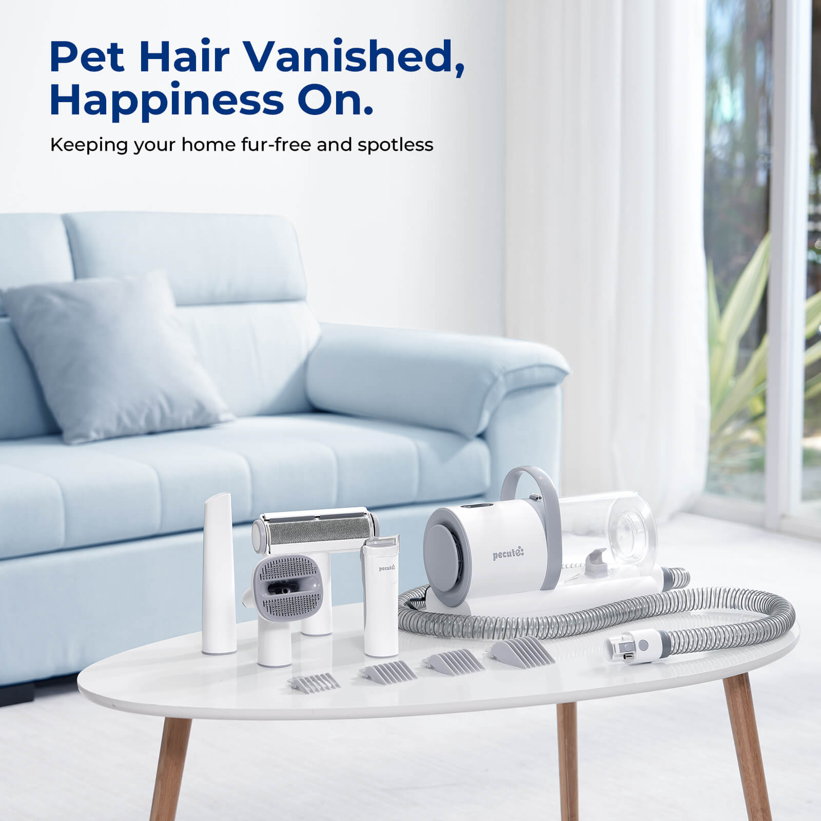 Pecute 4-in-1 Pet Grooming Vacuum Kit with Clipper Brush