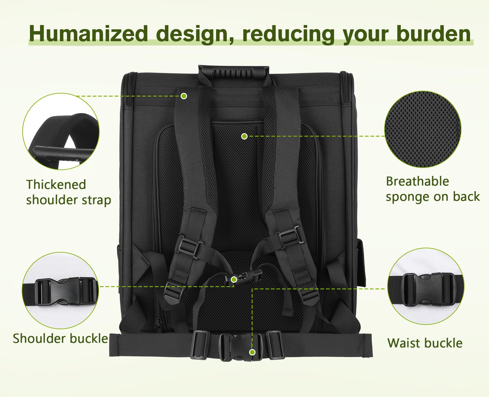 Pecute Cat Carrier Dog Backpack Expandable(Black)