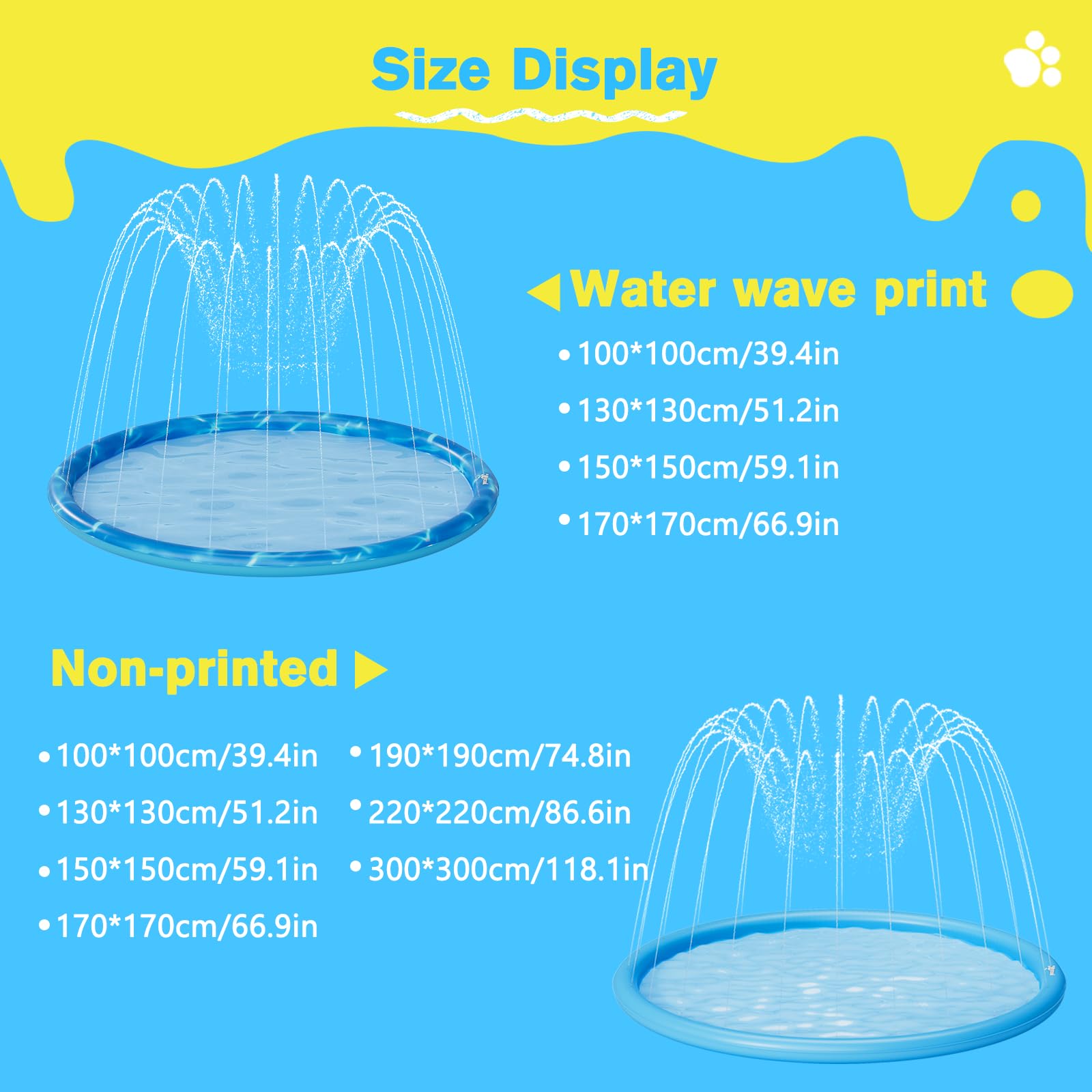 Pecute S-4XL Sprinkler Pad for Dogs & Kids