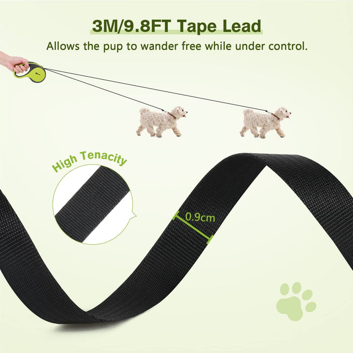 Pecute Retractable Dog Leash with Poo Bag Holder Up to 33lbs/15kg in Weight.