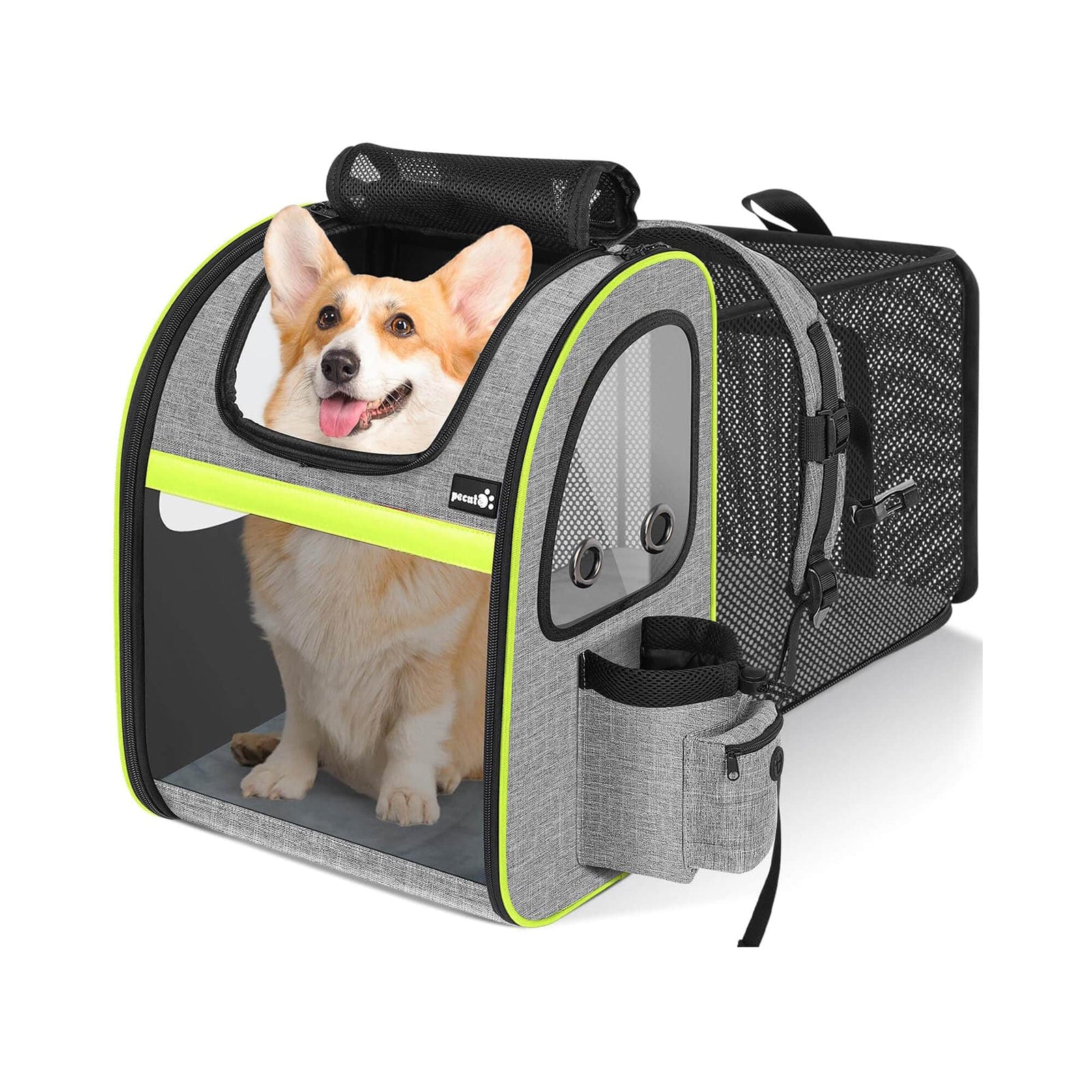 Pecute Portable Breathable Rucksack Expandable Cat Carrier Dog Backpack(Grey)