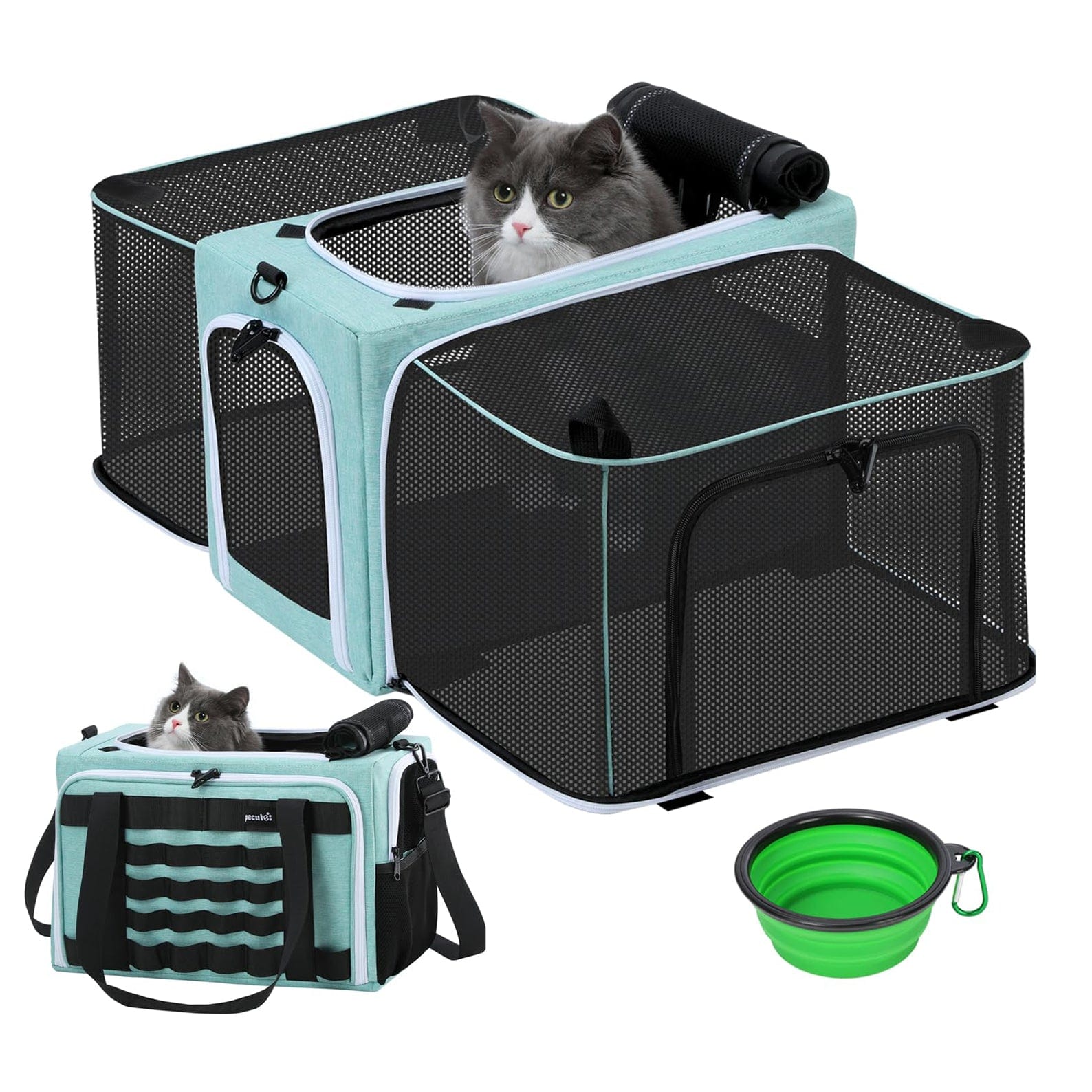 Pecute Airline Approved Cat Carrier Expandable Pet Carrier up to 5kg/12lbs