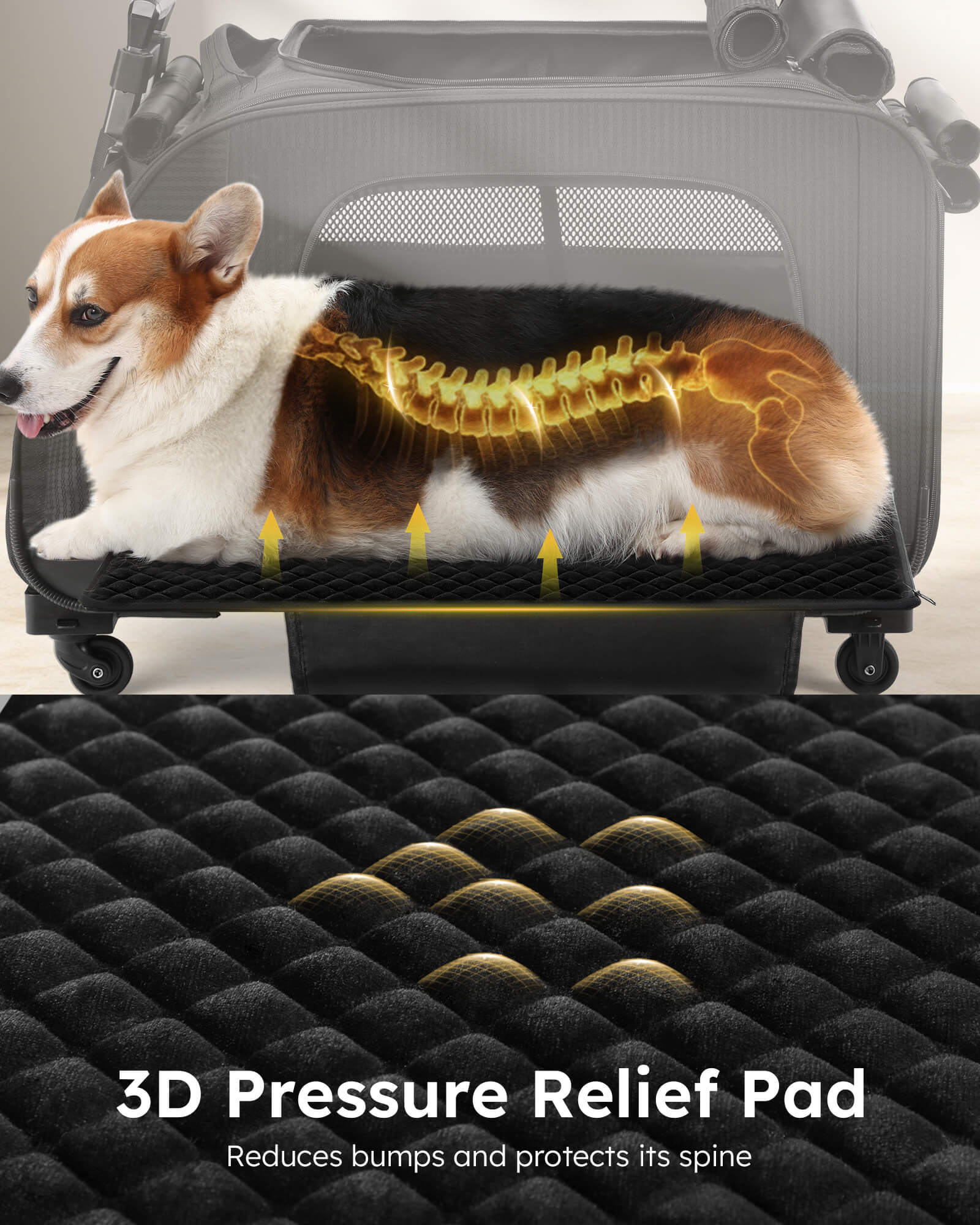 Pecute Pet Stroller for Short Legged Dogs Dog Carrier with Wheels for Dachshund, French Bulldog, Basset Hound, Corgi