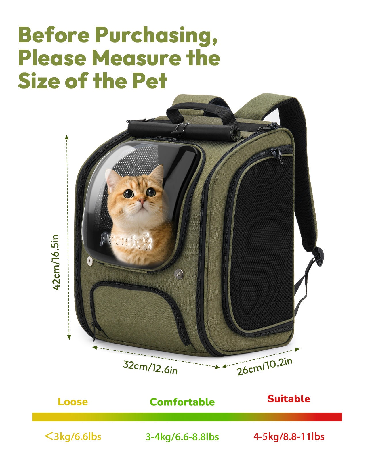 Pecute Bubble Cat Backpack Carrier Large Space Ergonomic 3D Design Breathable & Shaded