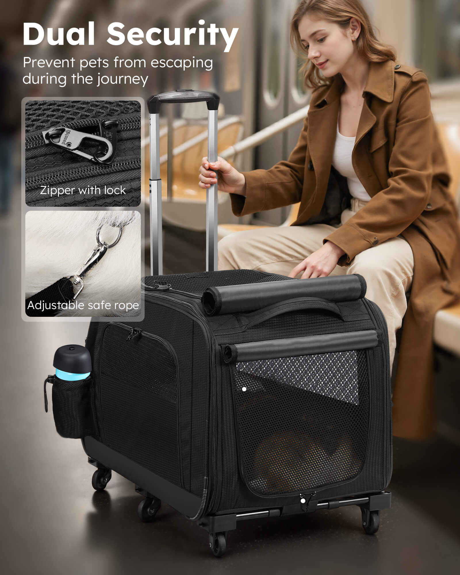 Pecute Pet Stroller for Short Legged Dogs Dog Carrier with Wheels for Dachshund, French Bulldog, Basset Hound, Corgi