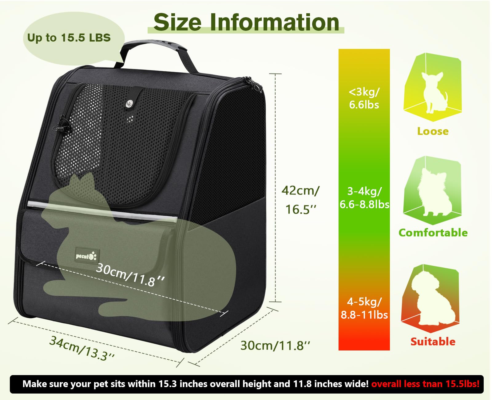 Pecute Trapezoidal Cat Carrier Pet Backpack