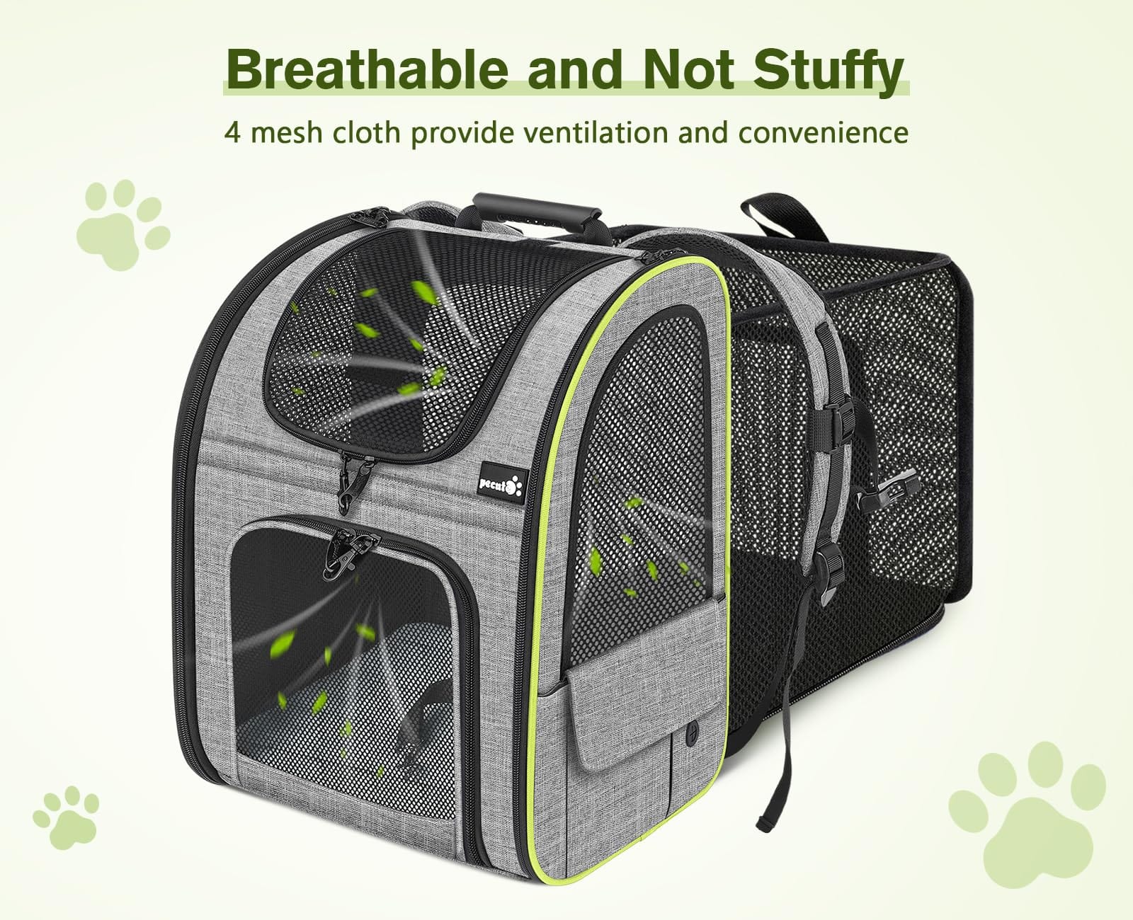 Pecute Cat Carrier Dog Backpack Expandable (Grey) - As Seen on TV